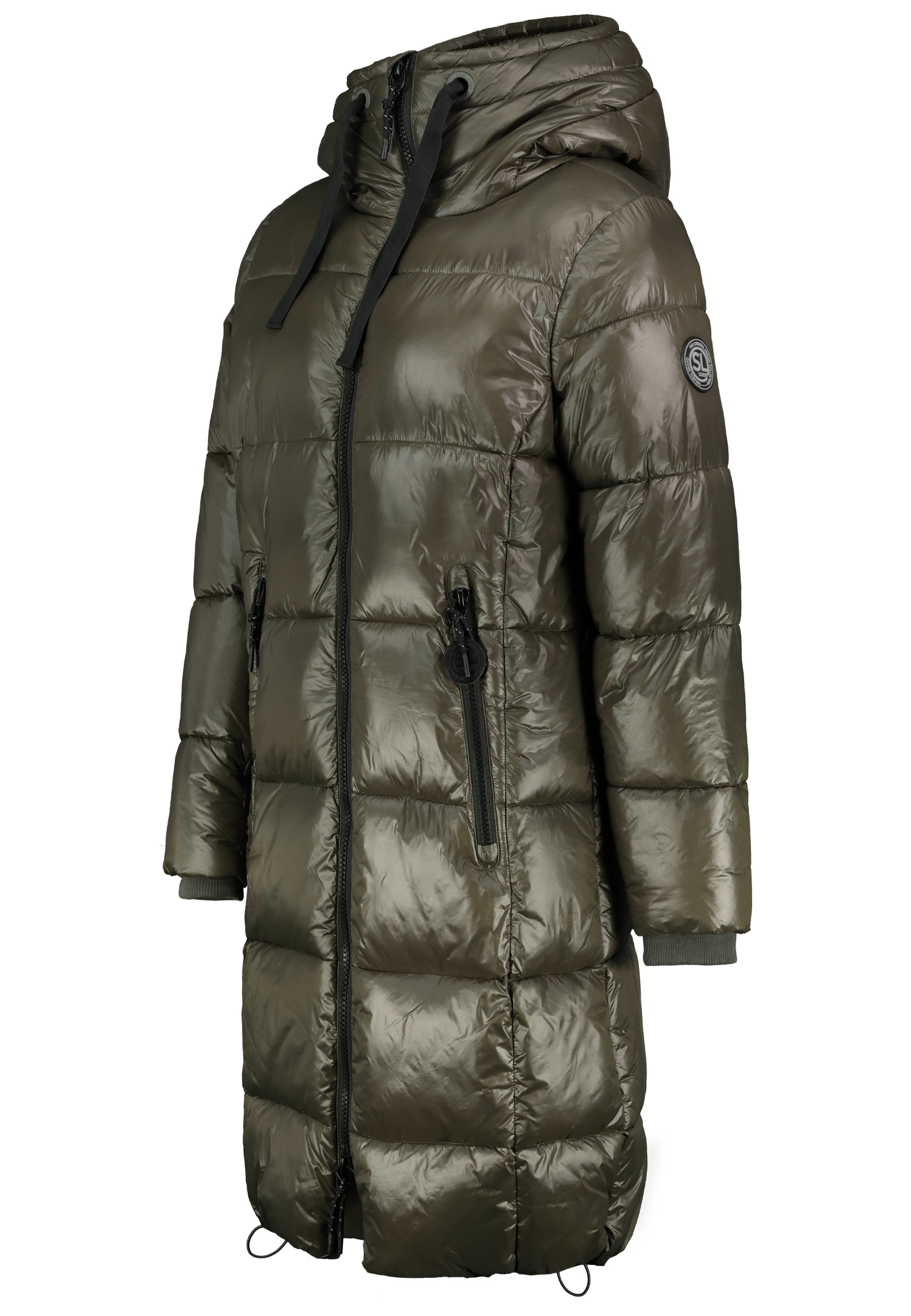 Lange Jacke mit Kapuze und Reißverschluss für kalte Tage Lange Jacke mit Kapuze und Reißverschluss für kalte Tage