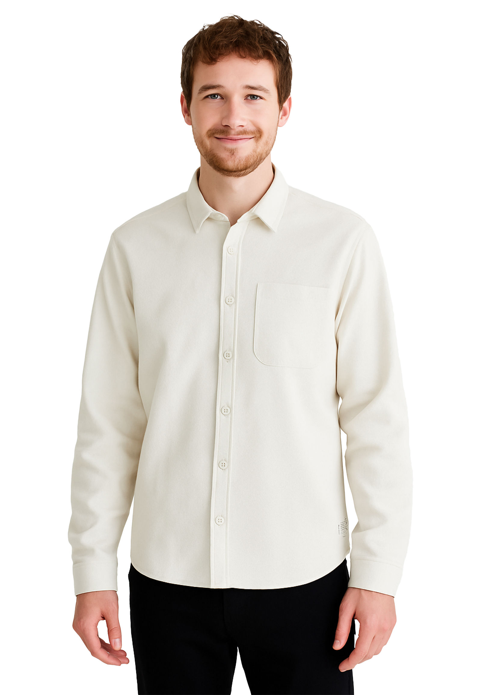 Langärmliges Hemd mit Knopfleiste und Brusttasche Langärmliges Hemd mit Knopfleiste und Brusttasche