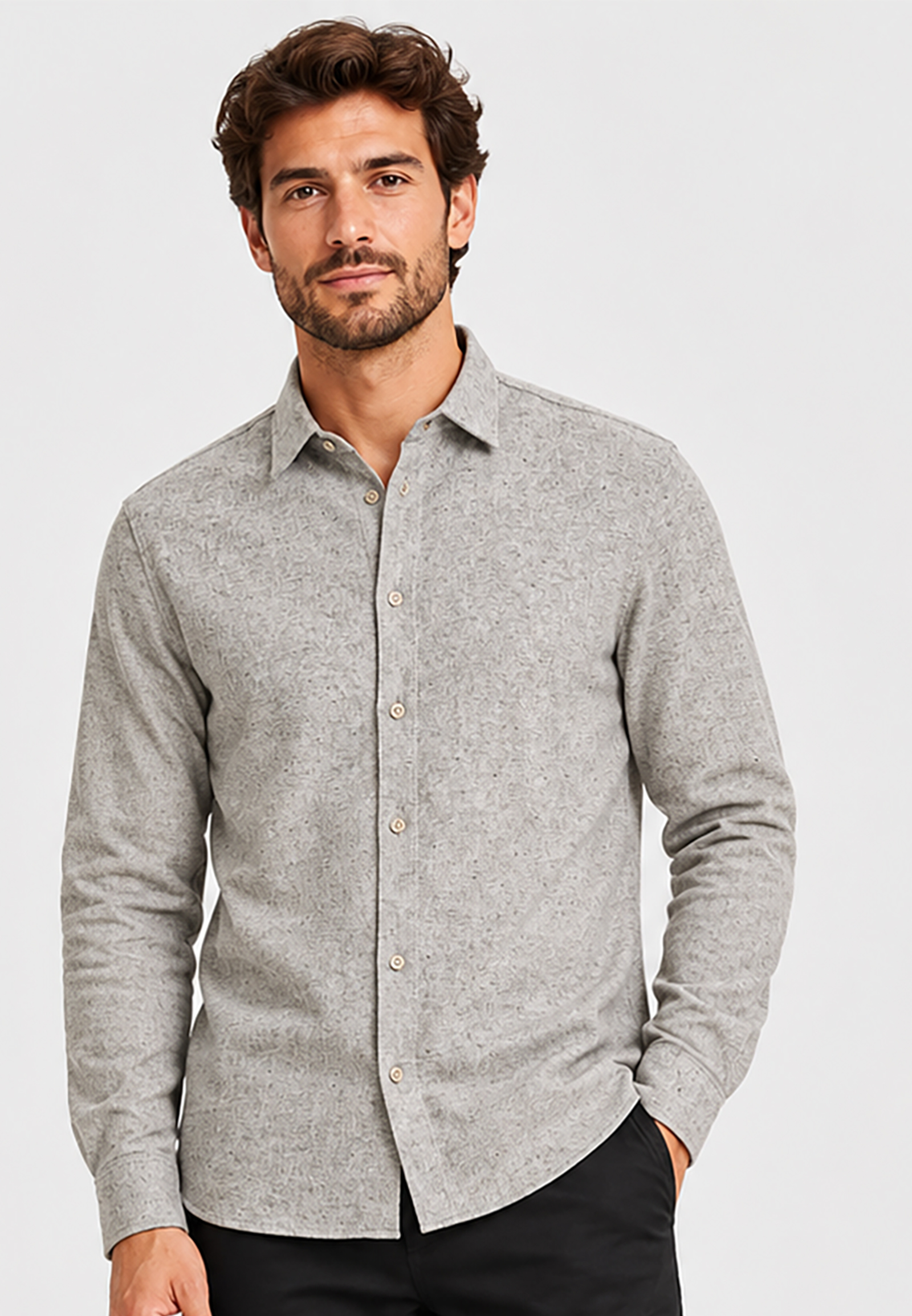 Unifarbenes Langarmhemd Knopfverschluss Regular Fit Unifarbenes Langarmhemd Knopfverschluss Regular Fit