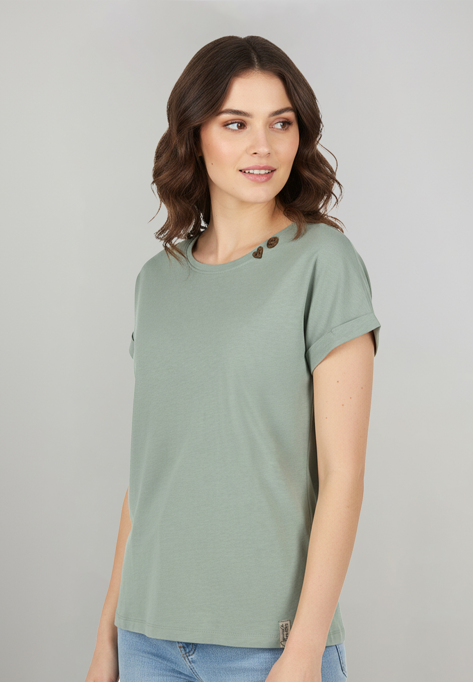 Design T-Shirts im 2er-Pack mit Knopfdetails Umschlagärmeln Design T-Shirts im 2er-Pack mit Knopfdetails Umschlagärmeln