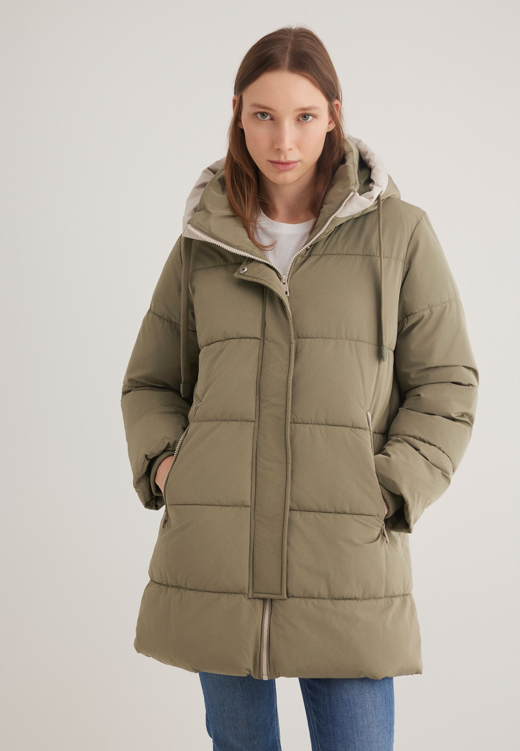 Steppjacke mit Kapuze Winterjacke Warm mit Taschen Steppjacke mit Kapuze Winterjacke Warm mit Taschen