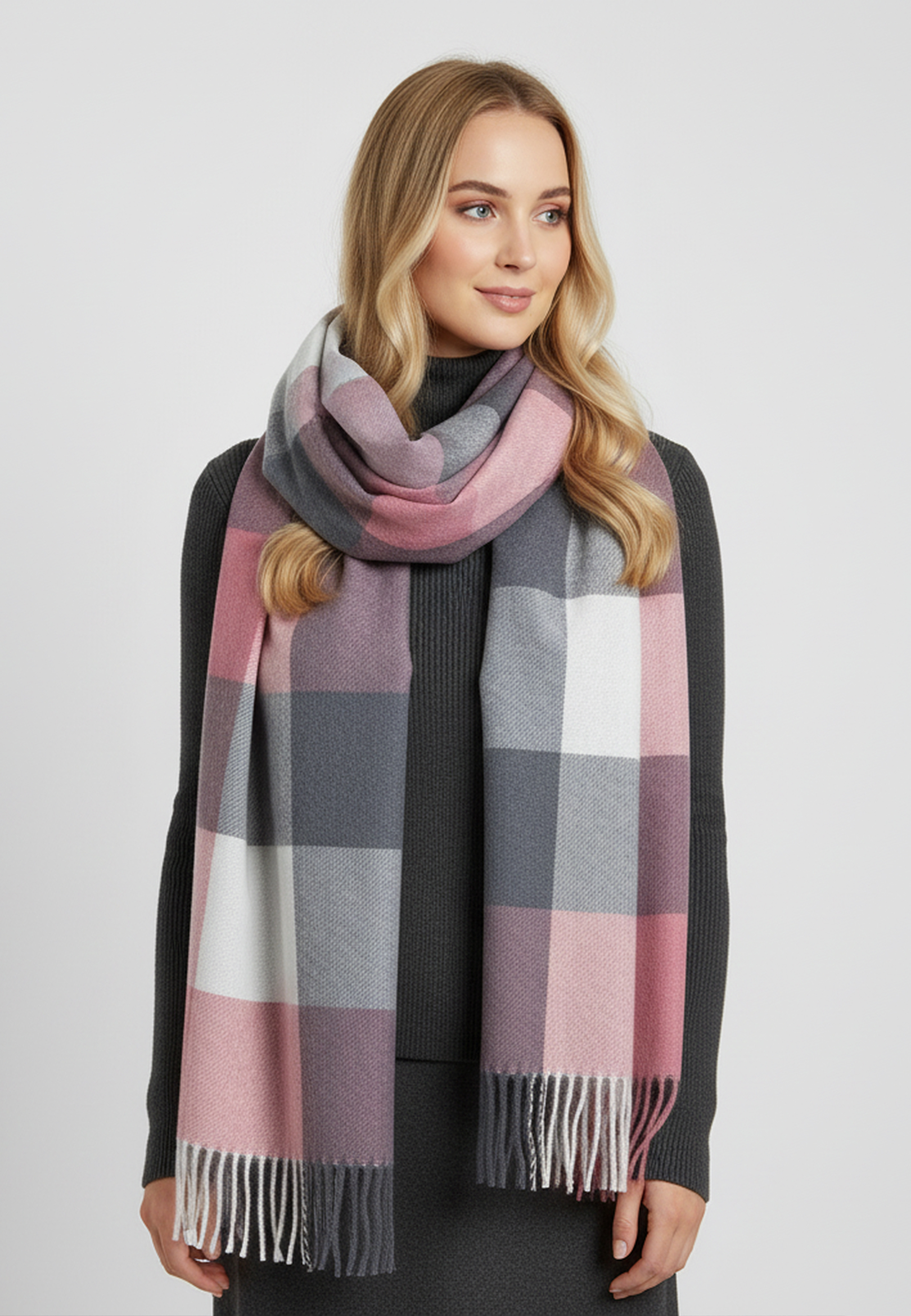 Eleganter Kaschmir-Schal mit Fransen und geometrischem Muster Weich Modisch Eleganter Kaschmir-Schal mit Fransen und geometrischem Muster Weich Modisch