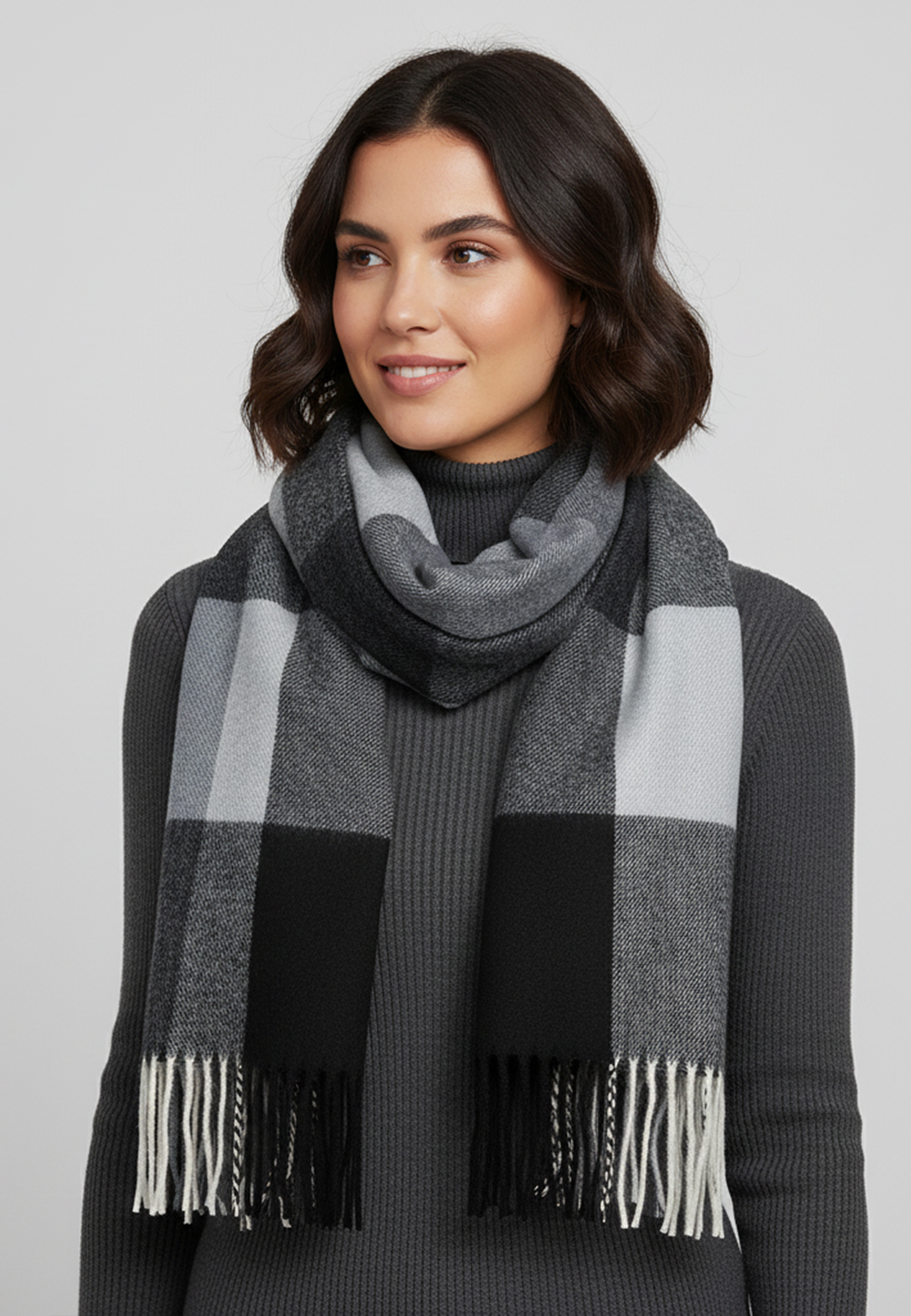 Eleganter Kaschmir-Schal mit Fransen und geometrischem Muster Weich Modisch Eleganter Kaschmir-Schal mit Fransen und geometrischem Muster Weich Modisch