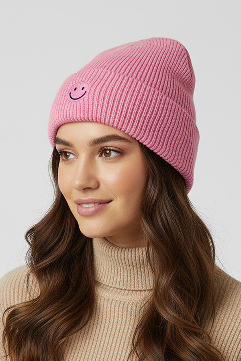 Strickmütze mit Smiley-Stickerei Strickmütze mit Smiley-Stickerei