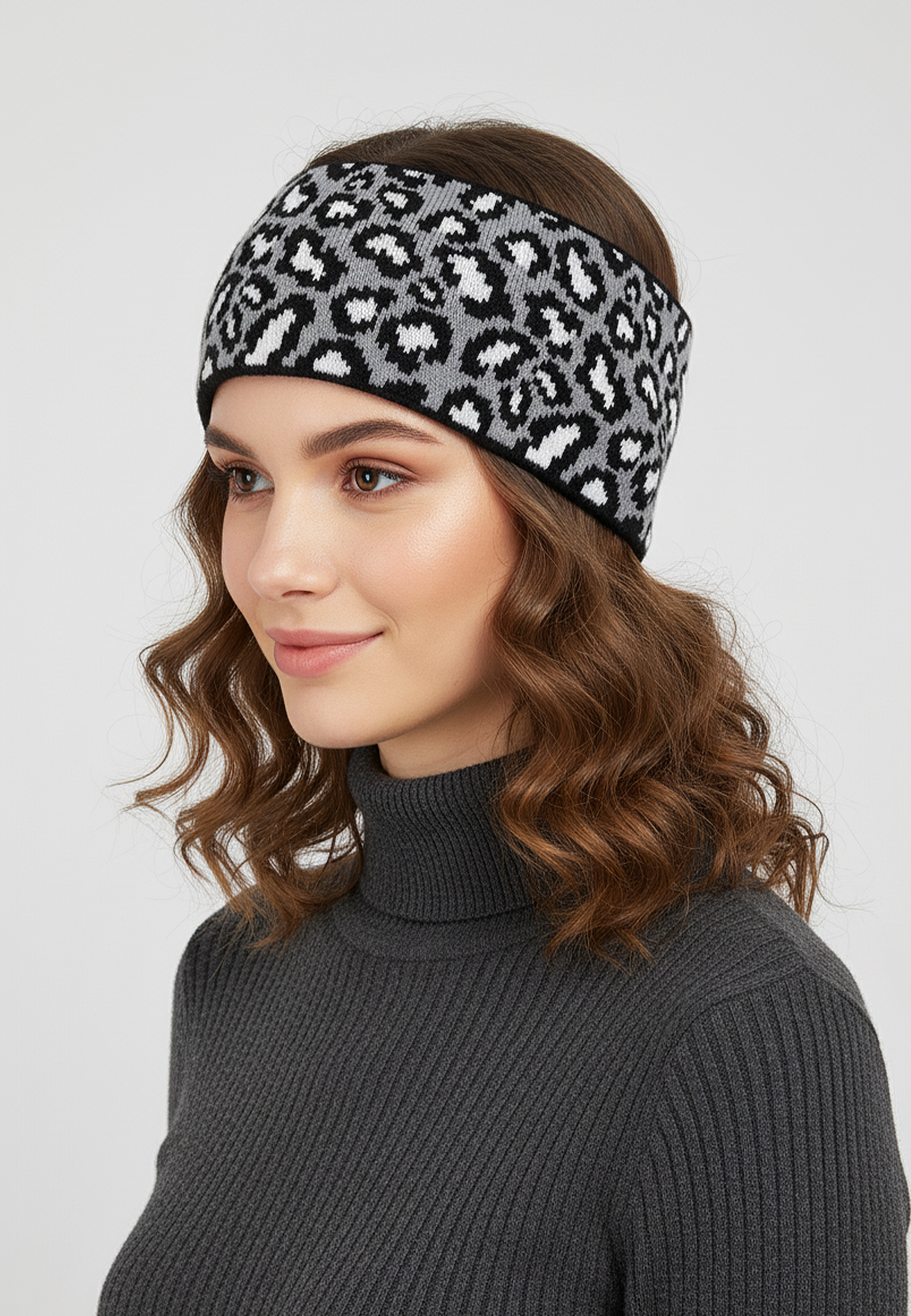 Leop-Print Stirnband aus Strick Modisch Warm Leop-Print Stirnband aus Strick Modisch Warm