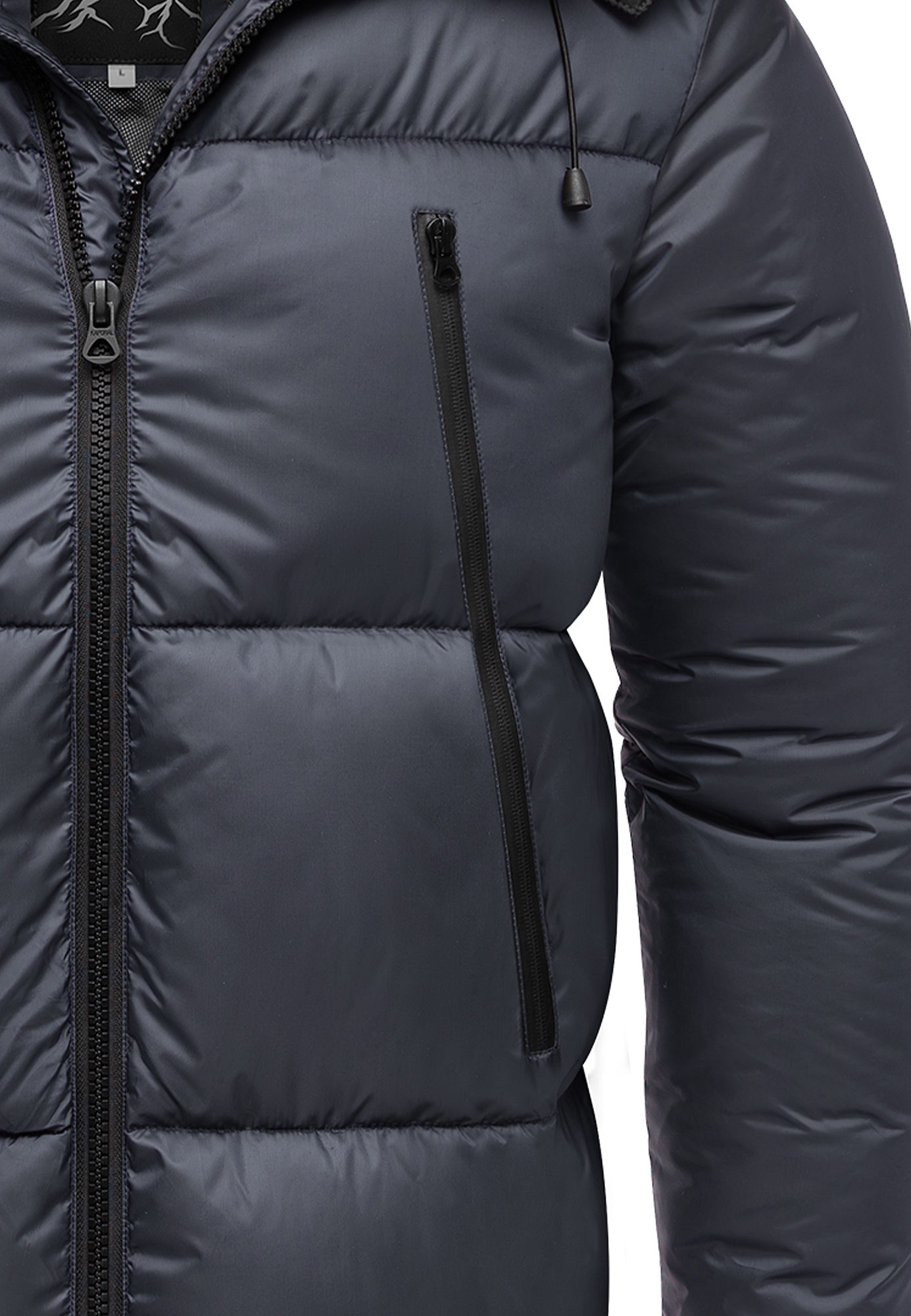 Winterjacke mit Kapuze glänzend Fleecekragen und Reißverschlusstaschen Winterjacke mit Kapuze glänzend Fleecekragen und Reißverschlusstaschen