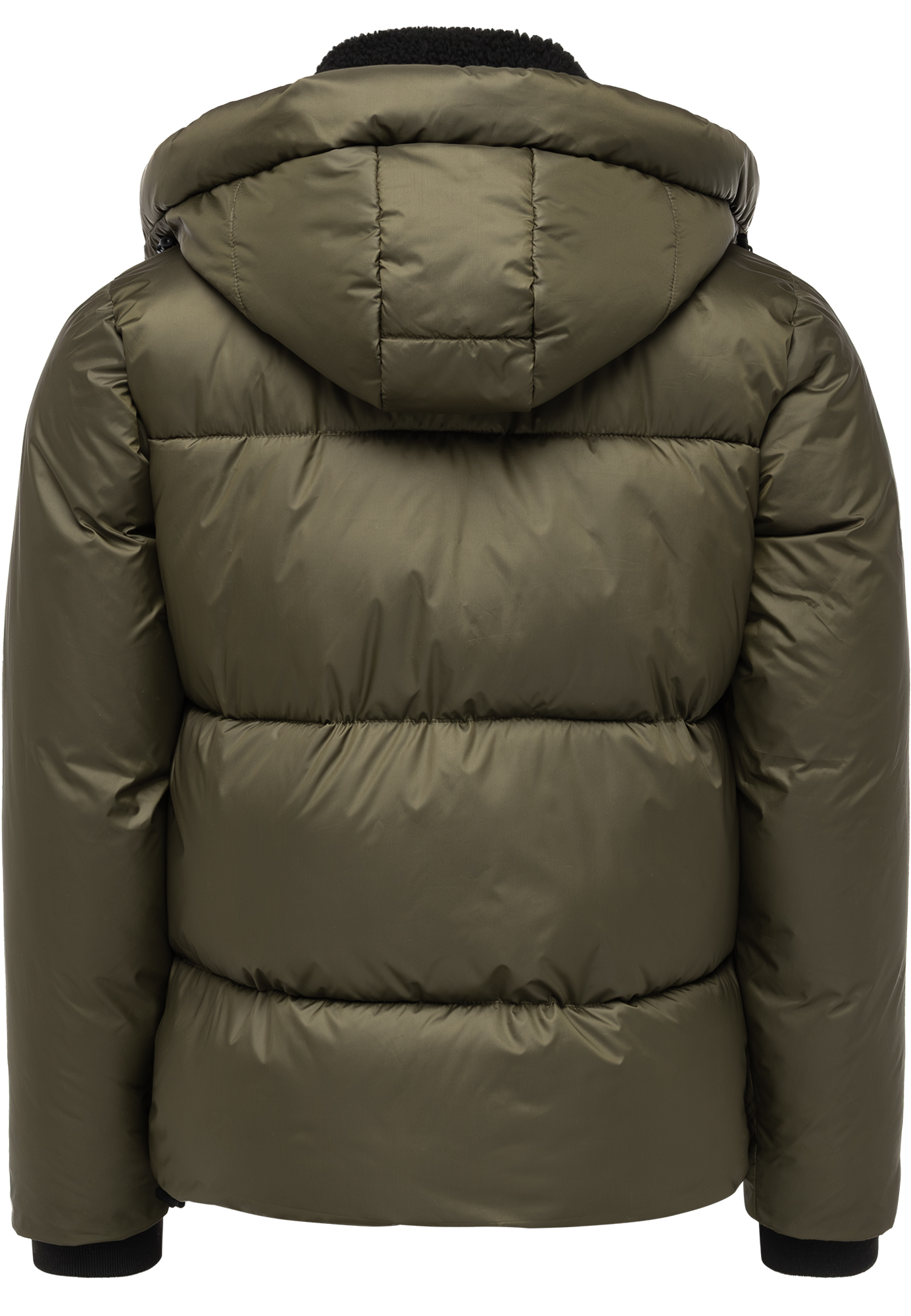 Winterjacke mit Kapuze glänzend Fleecekragen und Reißverschlusstaschen Winterjacke mit Kapuze glänzend Fleecekragen und Reißverschlusstaschen