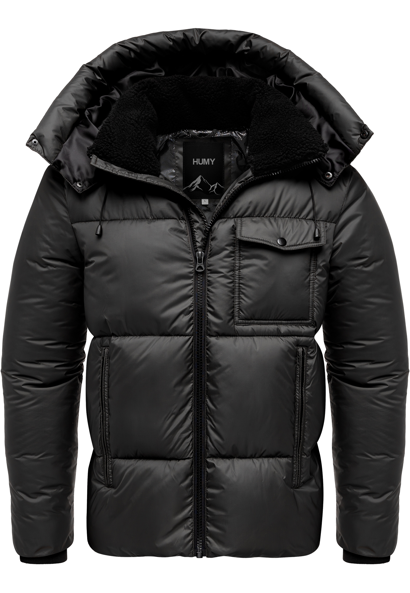 Winterjacke mit Kapuze glänzend Fleecekragen Winterjacke mit Kapuze glänzend Fleecekragen