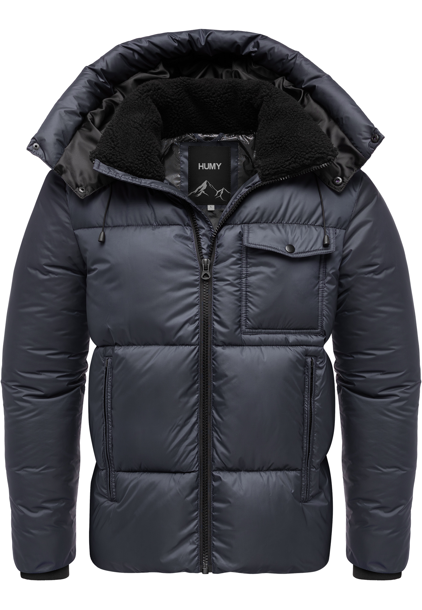 Winterjacke mit Kapuze glänzend Fleecekragen Winterjacke mit Kapuze glänzend Fleecekragen