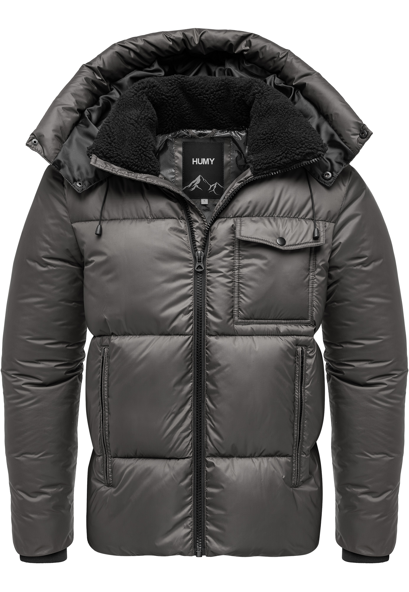 Winterjacke mit Kapuze glänzend Fleecekragen Winterjacke mit Kapuze glänzend Fleecekragen