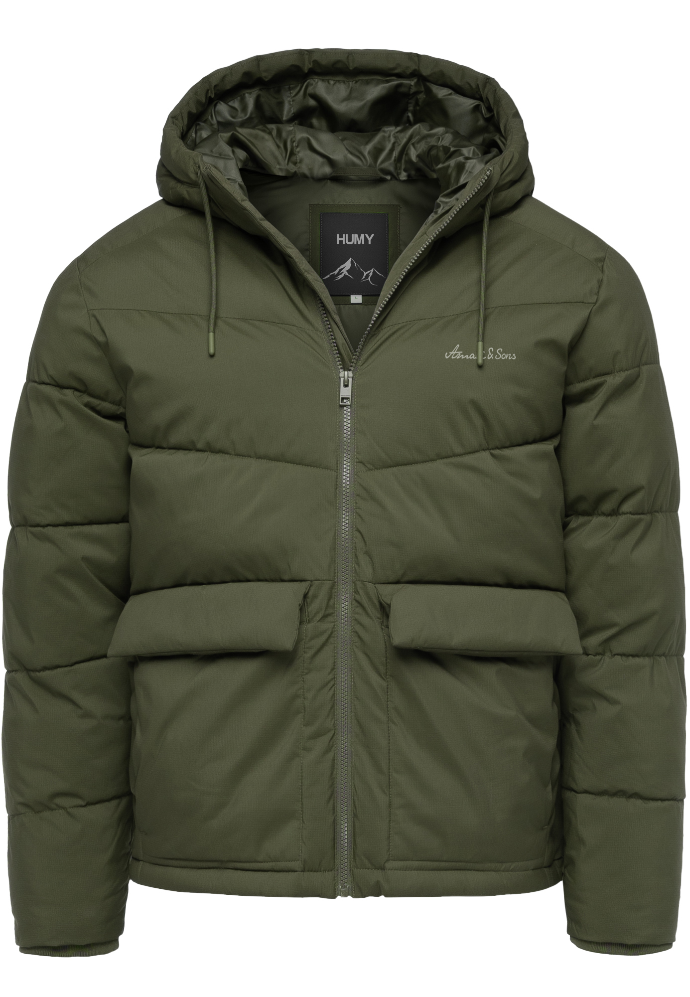 Winterjacke mit Kapuze gesteppte Form Gefüttert Warm Winterjacke mit Kapuze gesteppte Form Gefüttert Warm