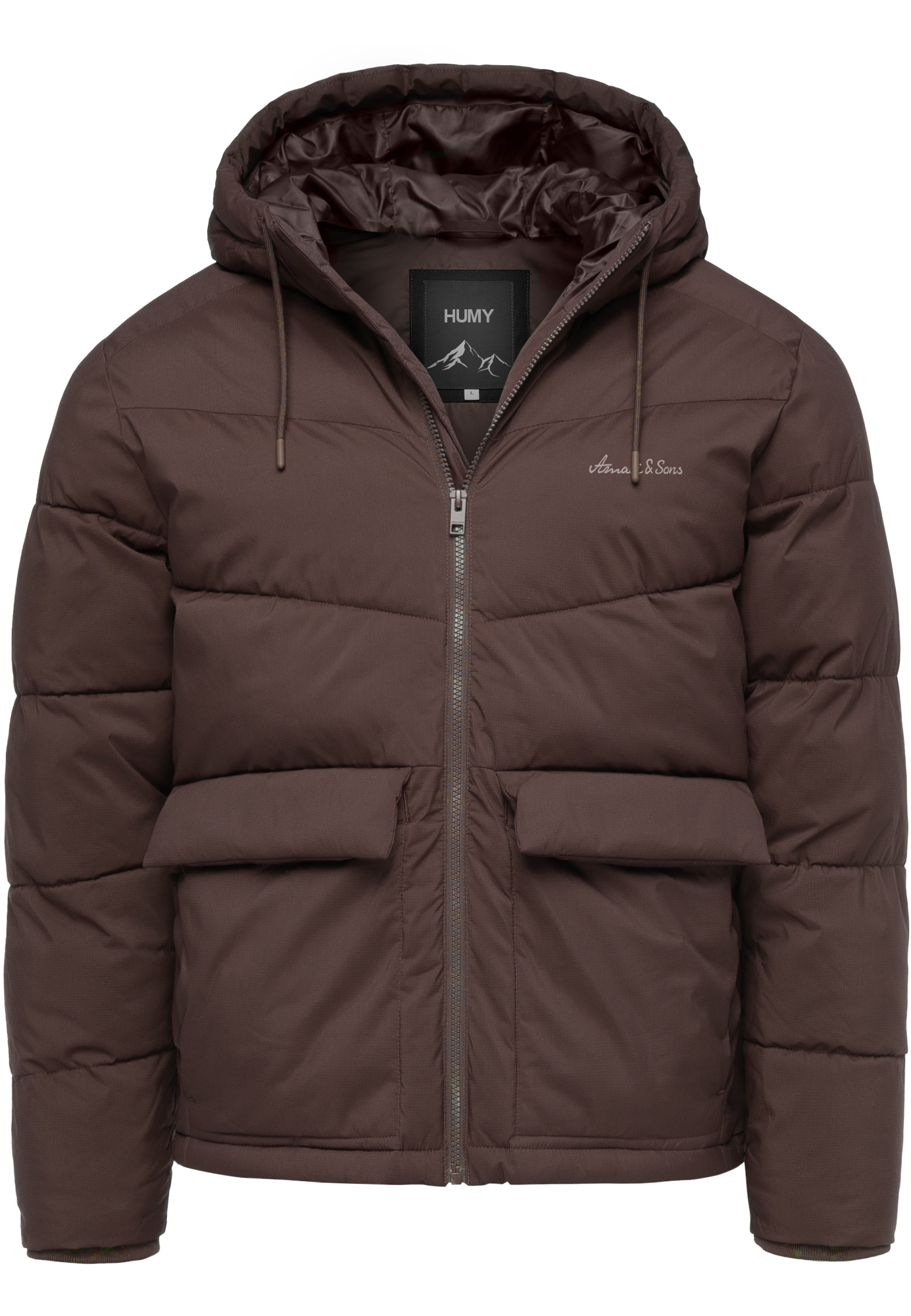 Winterjacke mit Kapuze gesteppte Form Gefüttert Warm Winterjacke mit Kapuze gesteppte Form Gefüttert Warm