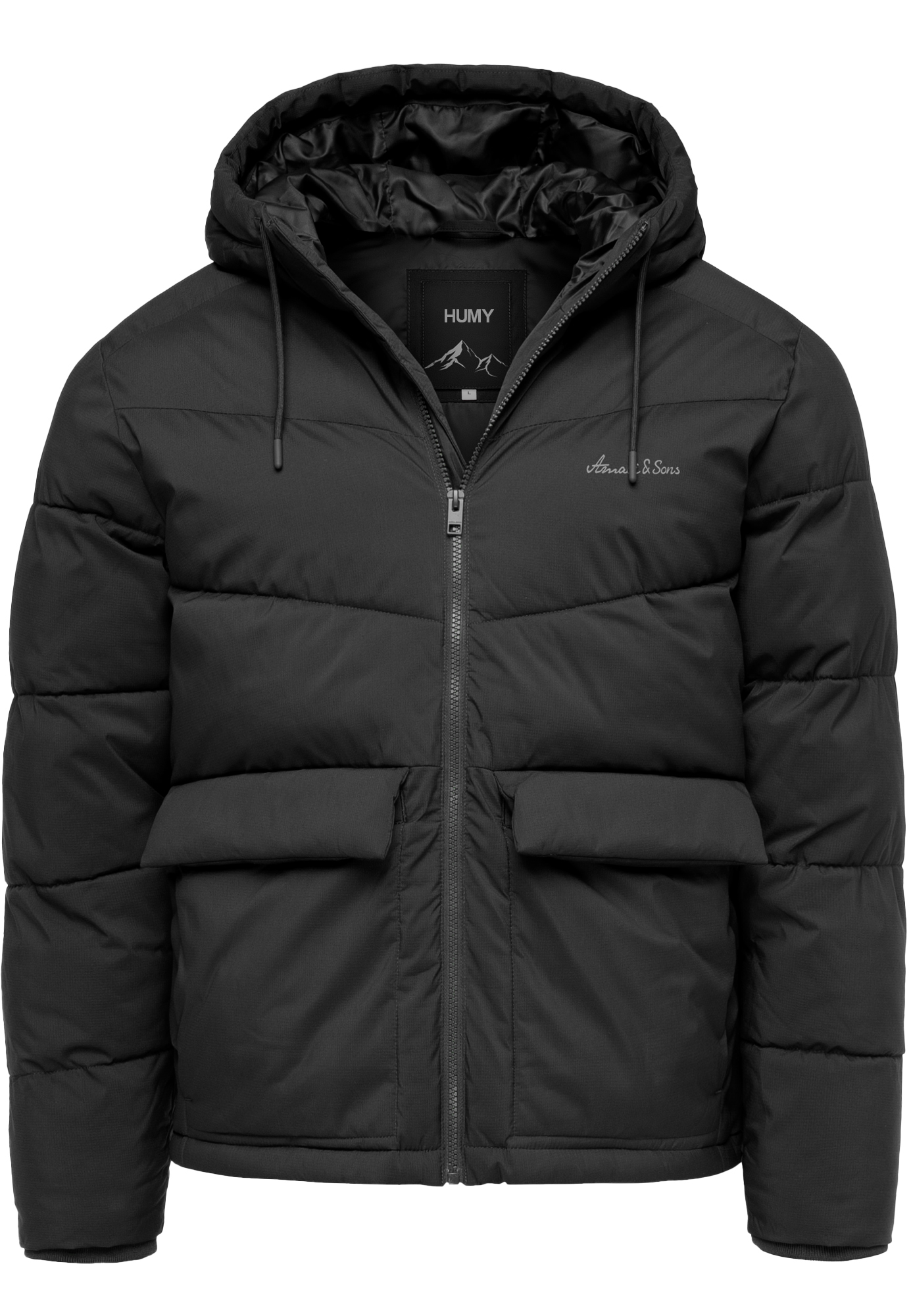 Winterjacke mit Kapuze gesteppte Form Gefüttert Warm Winterjacke mit Kapuze gesteppte Form Gefüttert Warm