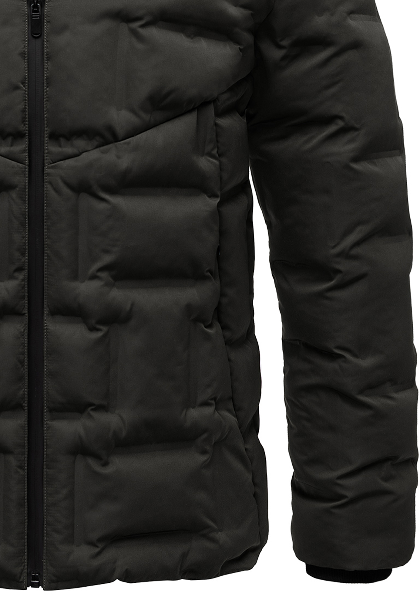 Winterjacke mit Kapuze Warm Gefüttert Steppmuster Winterjacke mit Kapuze Warm Gefüttert Steppmuster