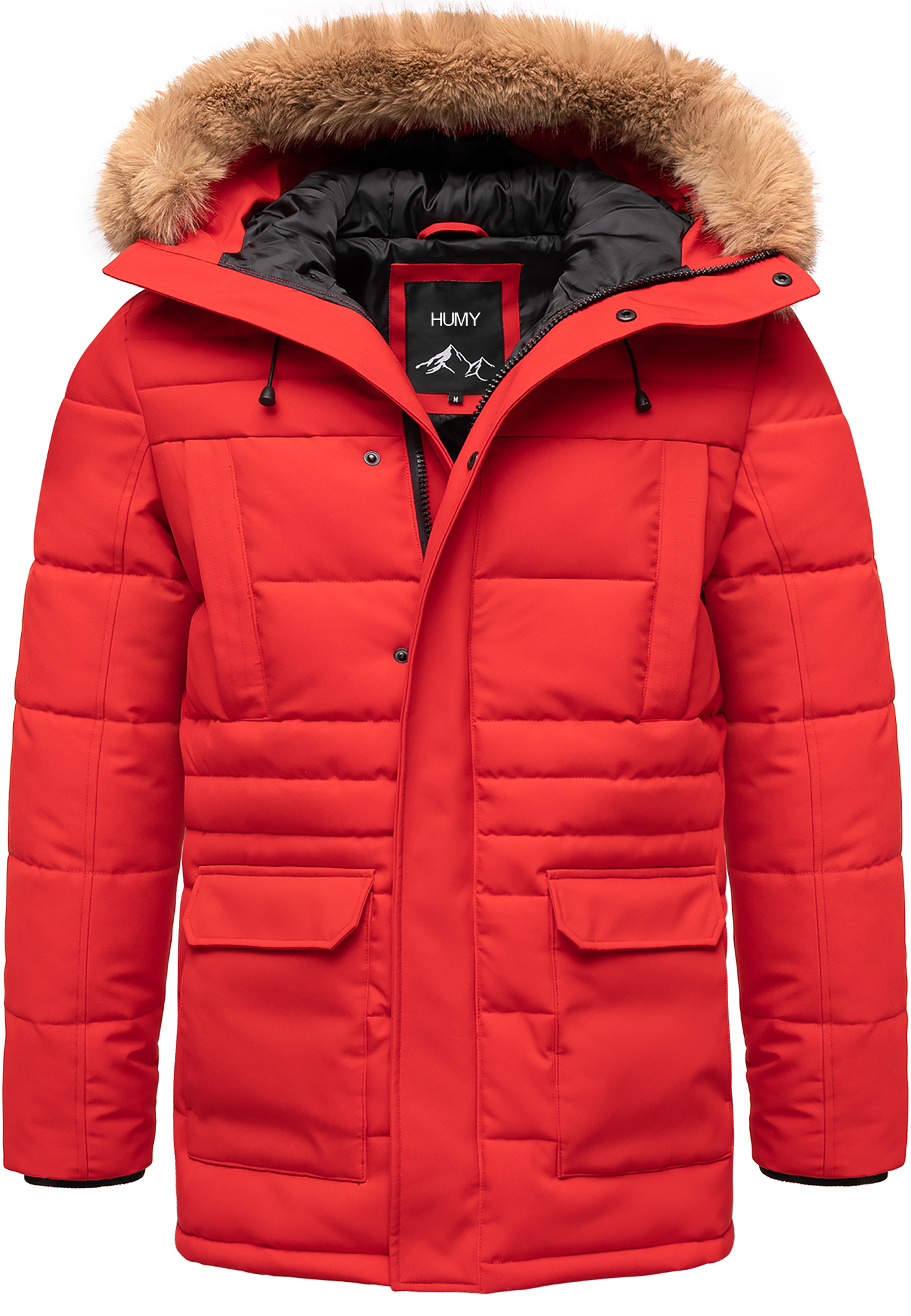 Winterjacke warm gefüttert Kapuze 4 Taschen Winterjacke warm gefüttert Kapuze 4 Taschen
