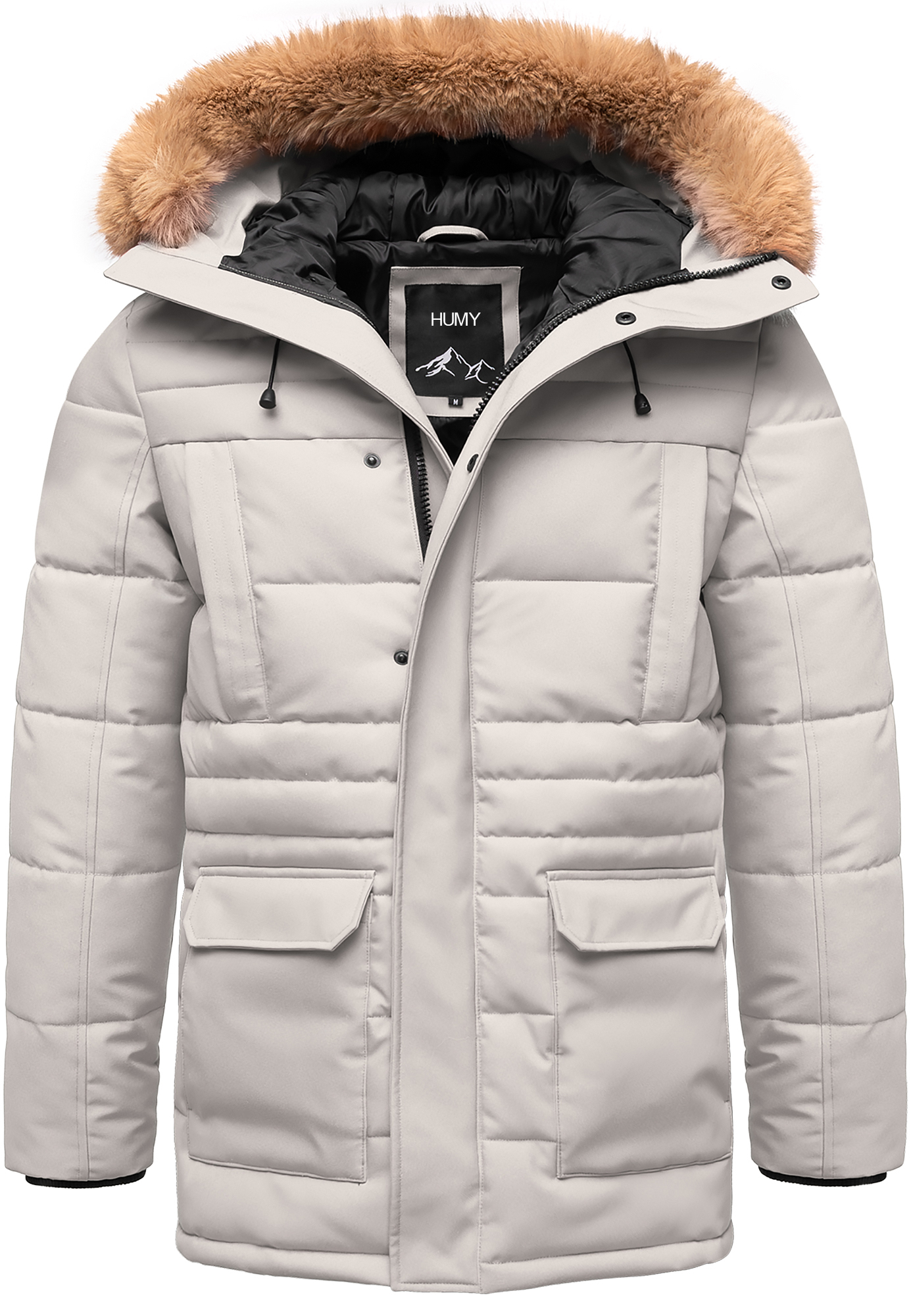 Winterjacke warm gefüttert Kapuze 4 Taschen Winterjacke warm gefüttert Kapuze 4 Taschen