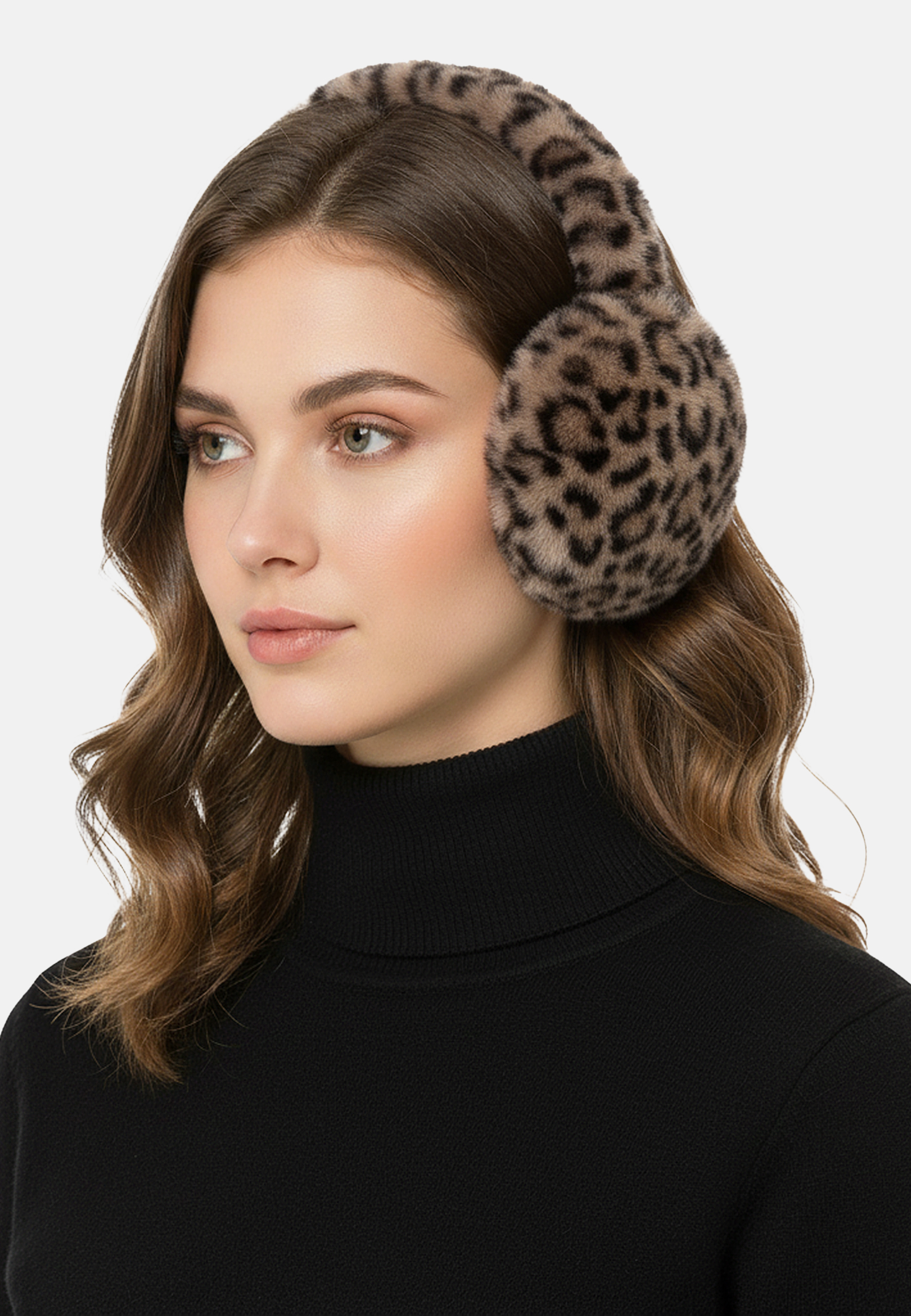 FAERA faltbare Ohrwärmer aus Kunstfell Leo Animalprint Plüsch FAERA faltbare Ohrwärmer aus Kunstfell Leo Animalprint Plüsch