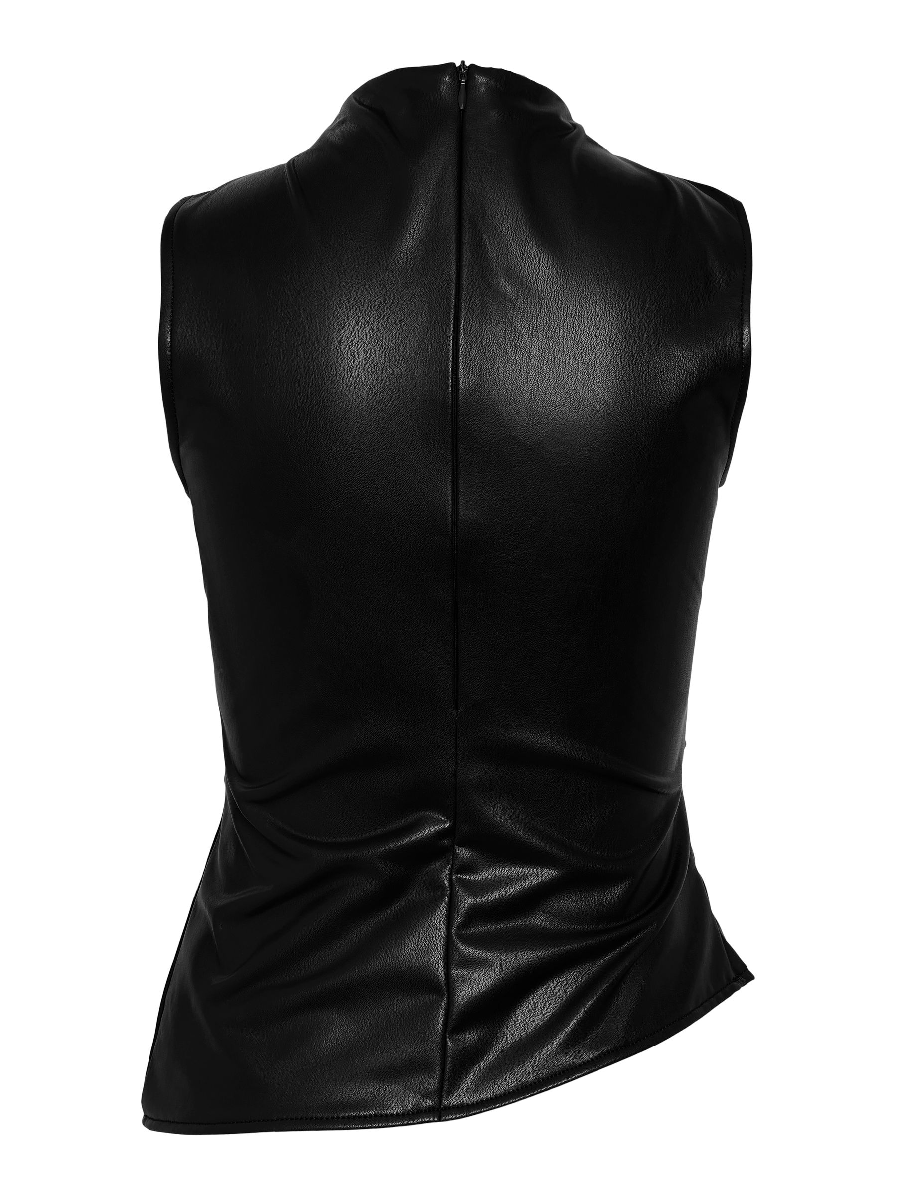 27036345_4929900_2.jpg Damen Top Kunstleder figurbetont Reißverschluss ohne Ärmel