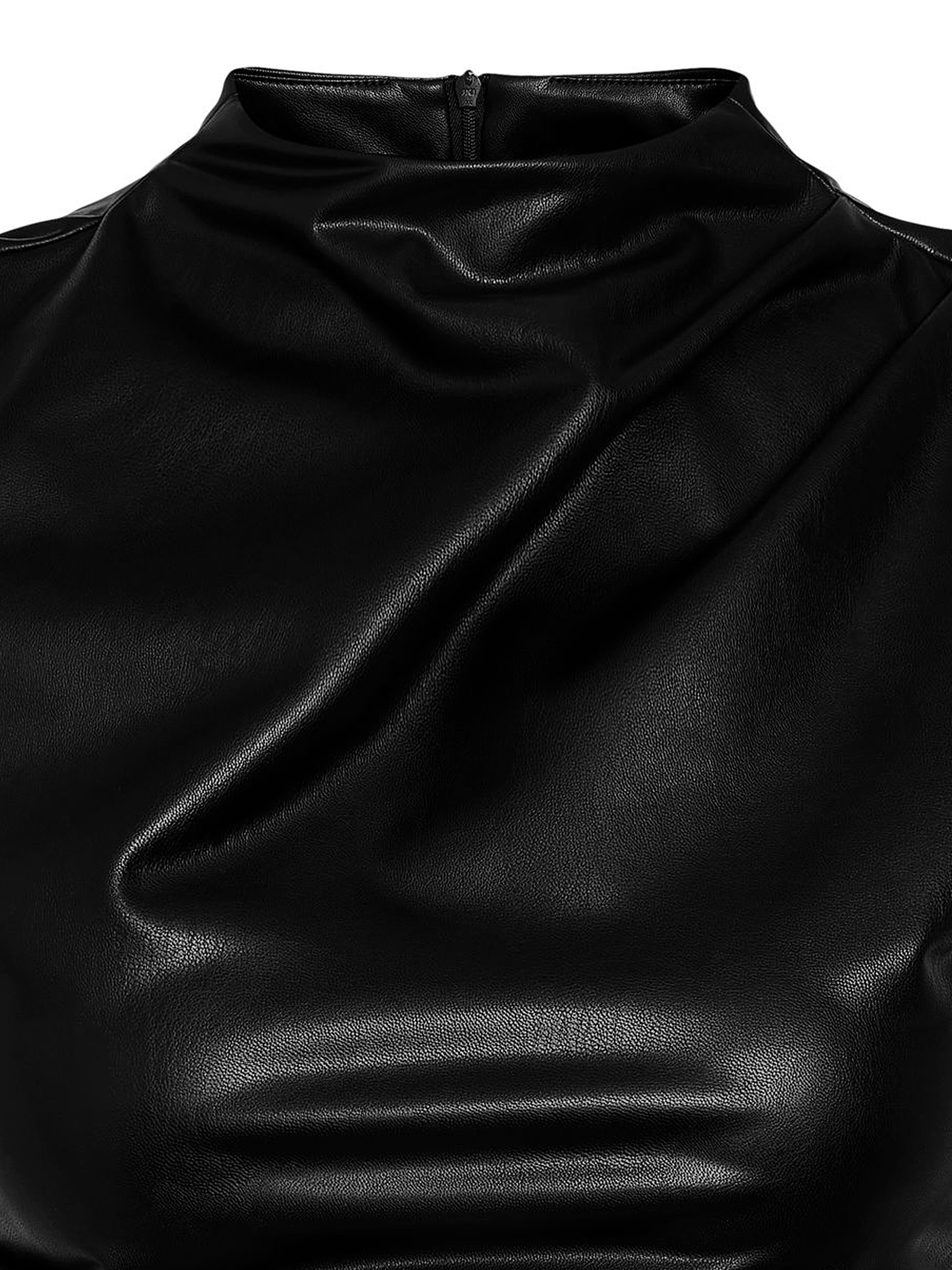 Damen Top Kunstleder figurbetont Reißverschluss ohne Ärmel Damen Top Kunstleder figurbetont Reißverschluss ohne Ärmel