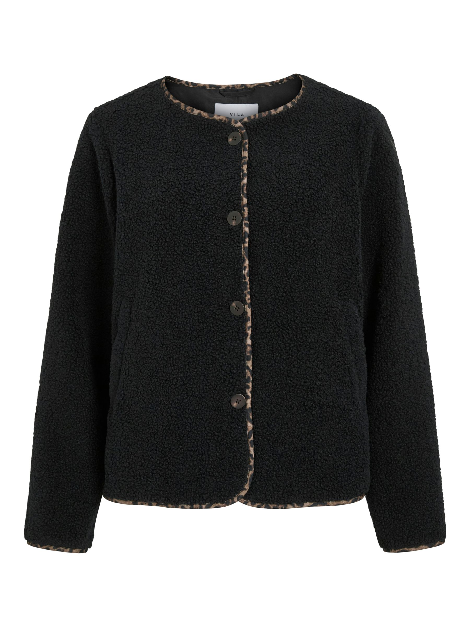 14114158_4971018.jpg Stilvolle Jacke mit Knopfverschluss Teddy Rundhalsausschnitt