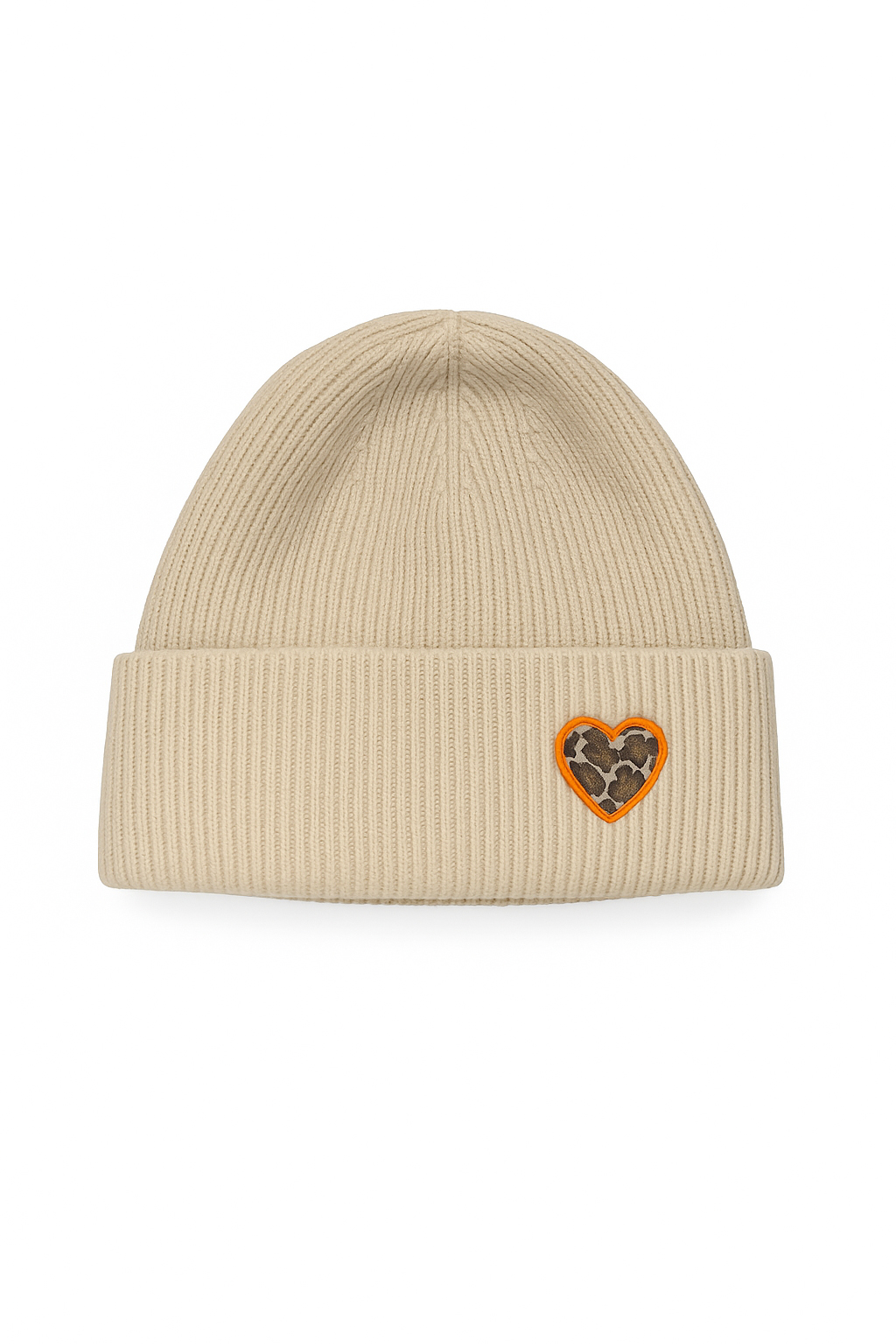 wärmend Strickmütze Umschlag gerippter Look Motiv Patch Herz wärmend Strickmütze Umschlag gerippter Look Motiv Patch Herz