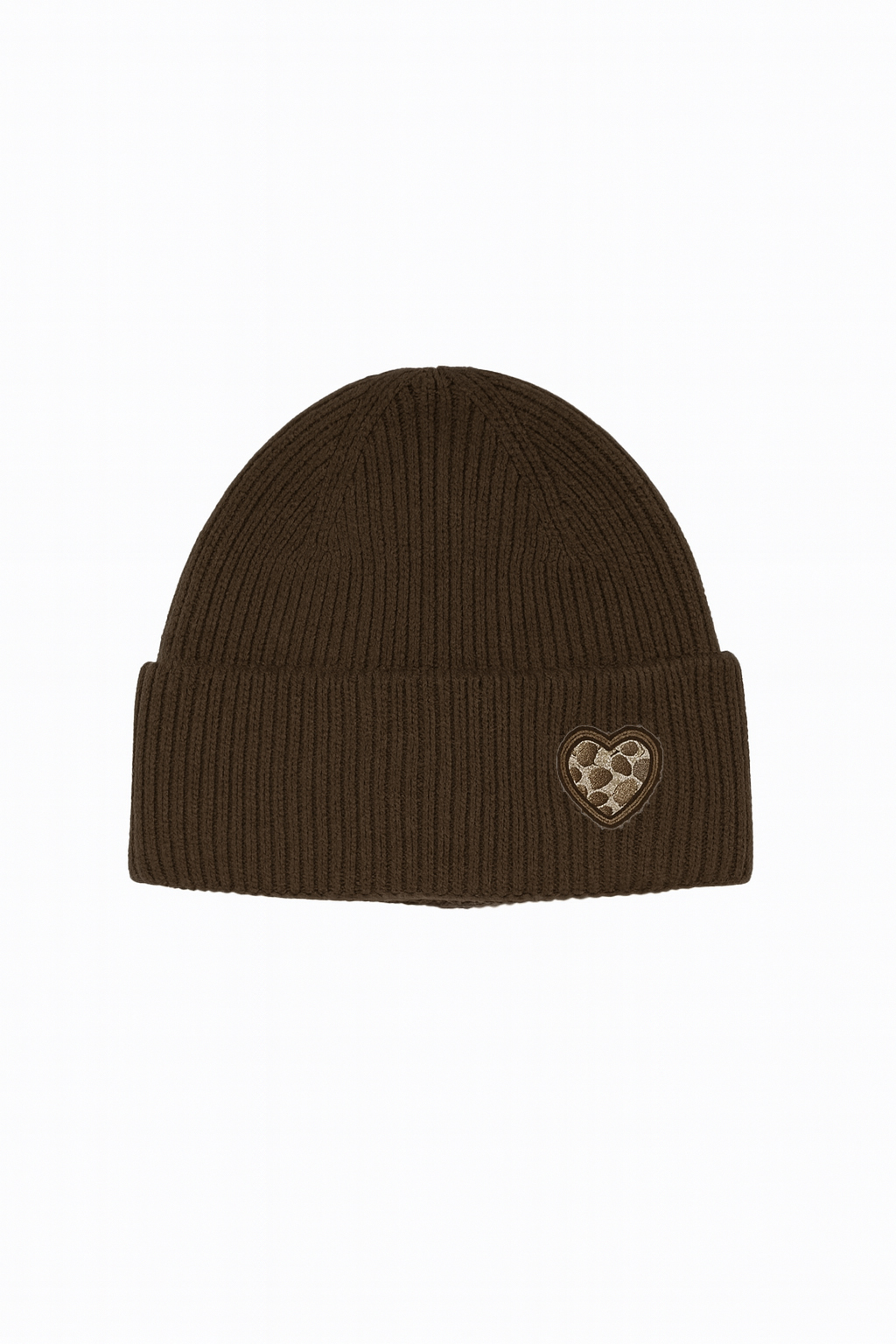 wärmend Strickmütze Umschlag gerippter Look Motiv Patch Herz wärmend Strickmütze Umschlag gerippter Look Motiv Patch Herz