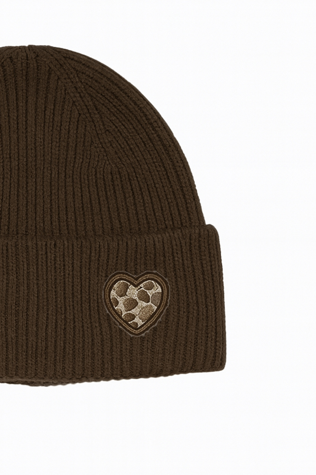 wärmend Strickmütze Umschlag gerippter Look Motiv Patch Herz wärmend Strickmütze Umschlag gerippter Look Motiv Patch Herz