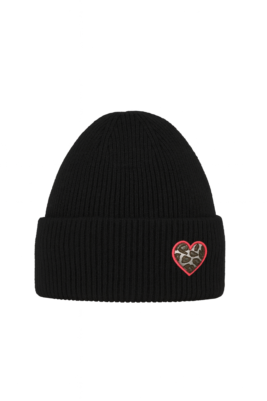 wärmend Strickmütze Umschlag gerippter Look Motiv Patch Herz wärmend Strickmütze Umschlag gerippter Look Motiv Patch Herz