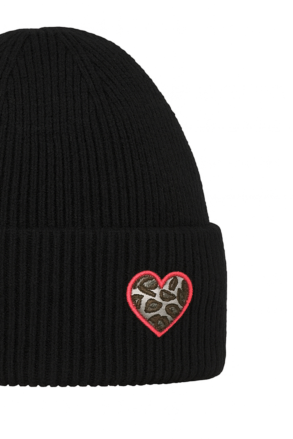 wärmend Strickmütze Umschlag gerippter Look Motiv Patch Herz wärmend Strickmütze Umschlag gerippter Look Motiv Patch Herz