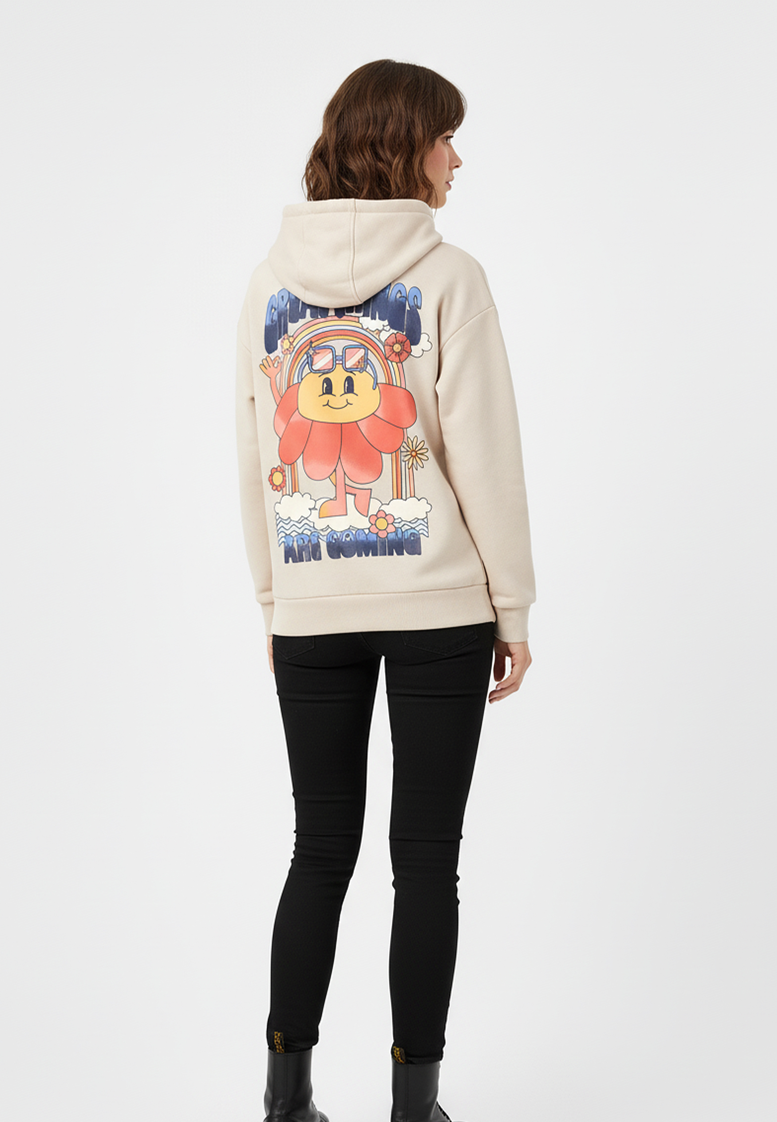 Hoodie mit Positive-Print und Kapuze lustiges Design Hoodie mit Positive-Print und Kapuze lustiges Design