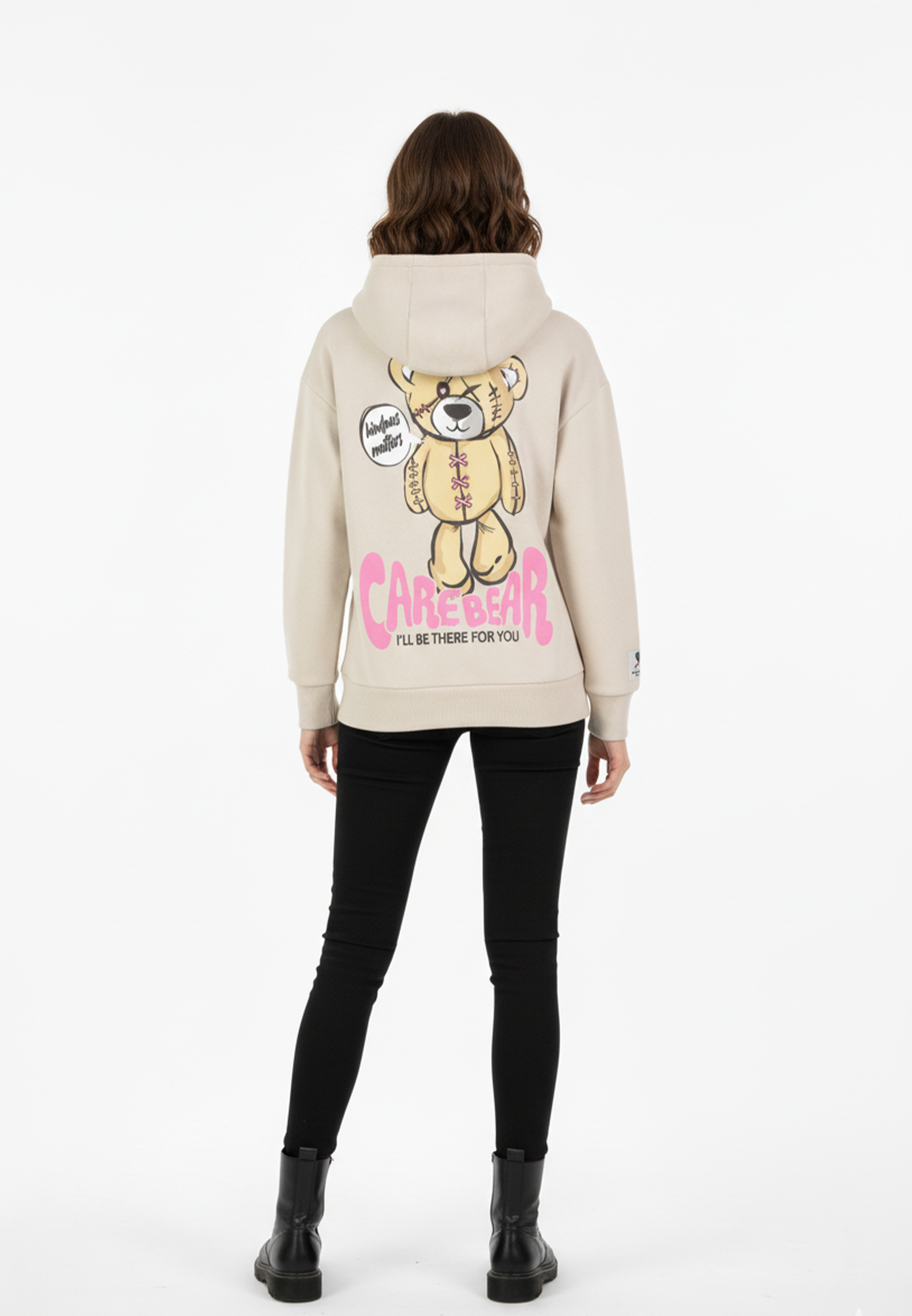 Sweatshirt mit lustigem Print und Kordelzug-Details Sweatshirt mit lustigem Print und Kordelzug-Details