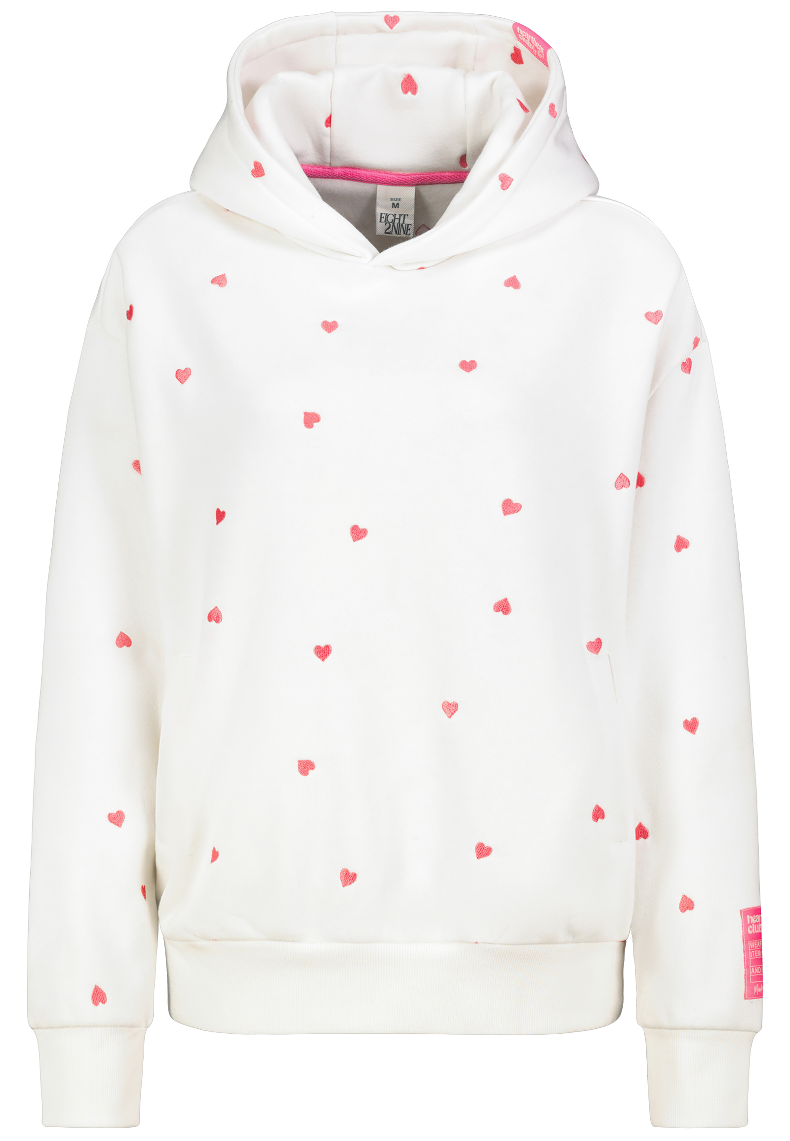 Kapuzensweatshirt mit Aufdruck und Stickerei Herz Gepunktet Kapuzensweatshirt mit Aufdruck und Stickerei Herz Gepunktet