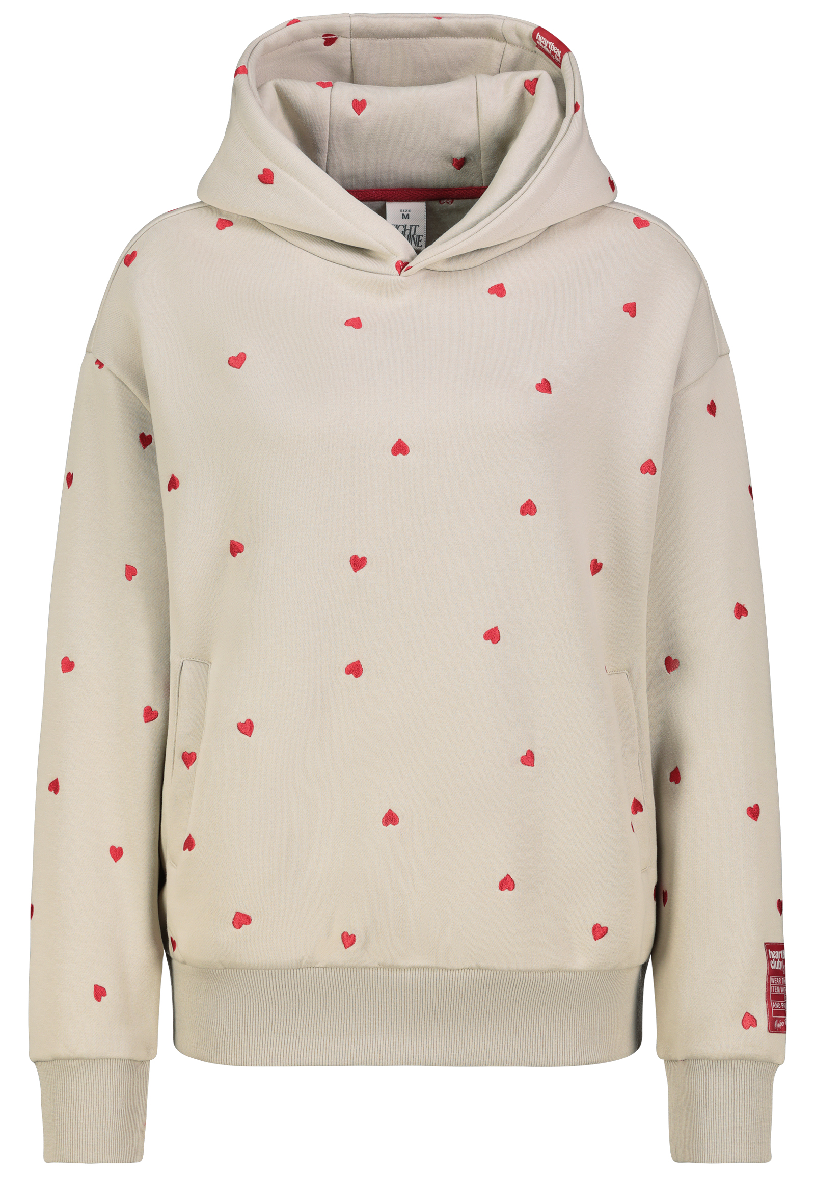 Kapuzensweatshirt mit Aufdruck und Stickerei Herz Gepunktet Kapuzensweatshirt mit Aufdruck und Stickerei Herz Gepunktet