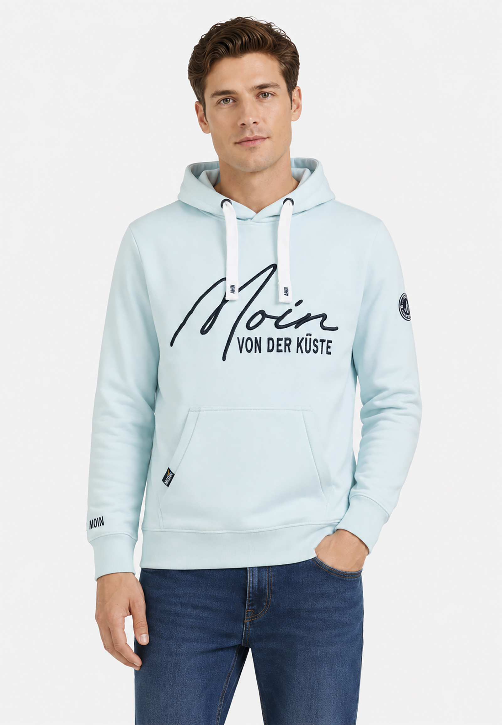 Hoodie Küstenmotiv Stickerei Kapuze Rippbündchen Hoodie Küstenmotiv Stickerei Kapuze Rippbündchen
