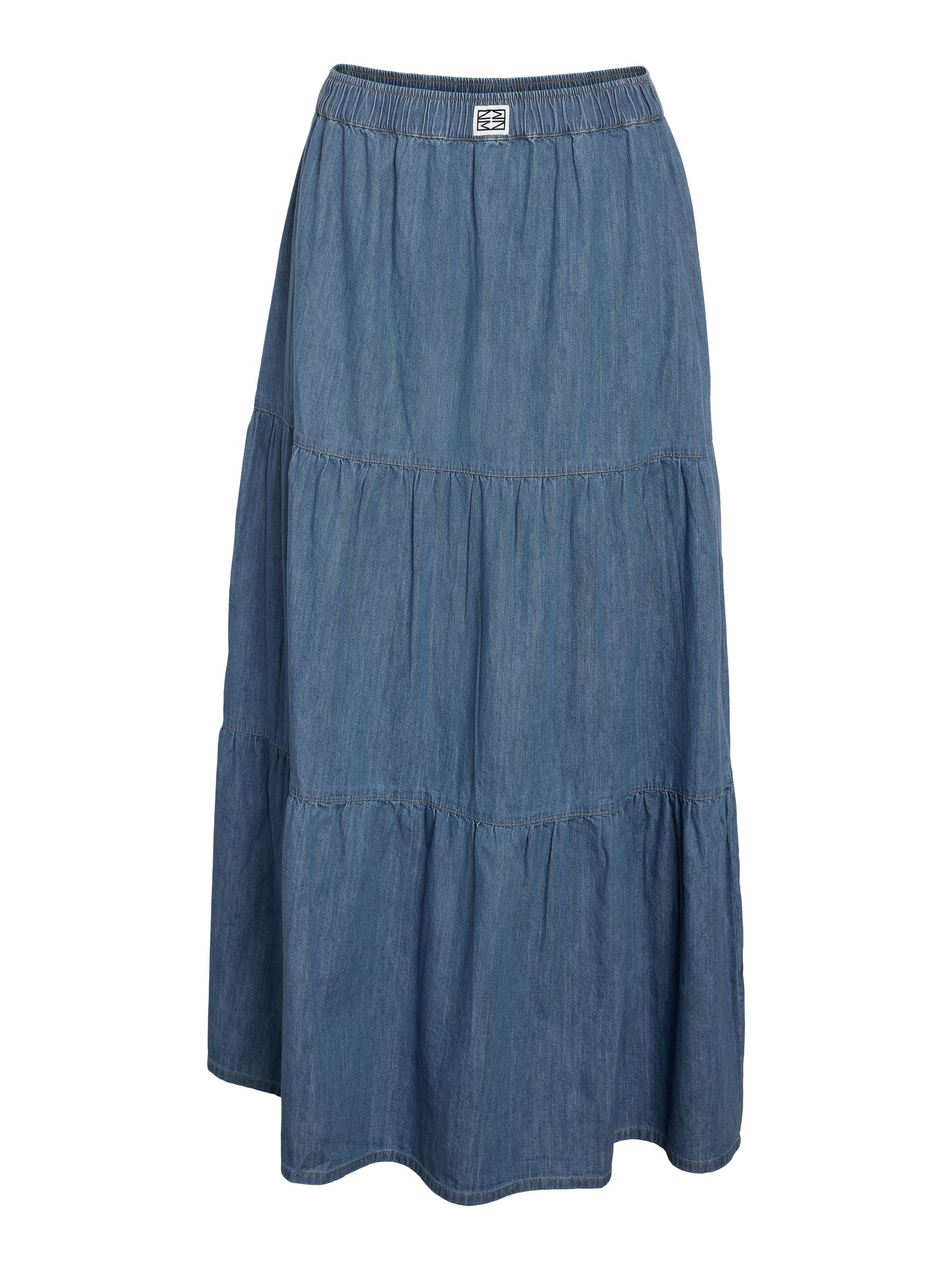 27036507_4914316.jpg Jeansrock Elastischem Bund Geradem Schnitt Zeitlos