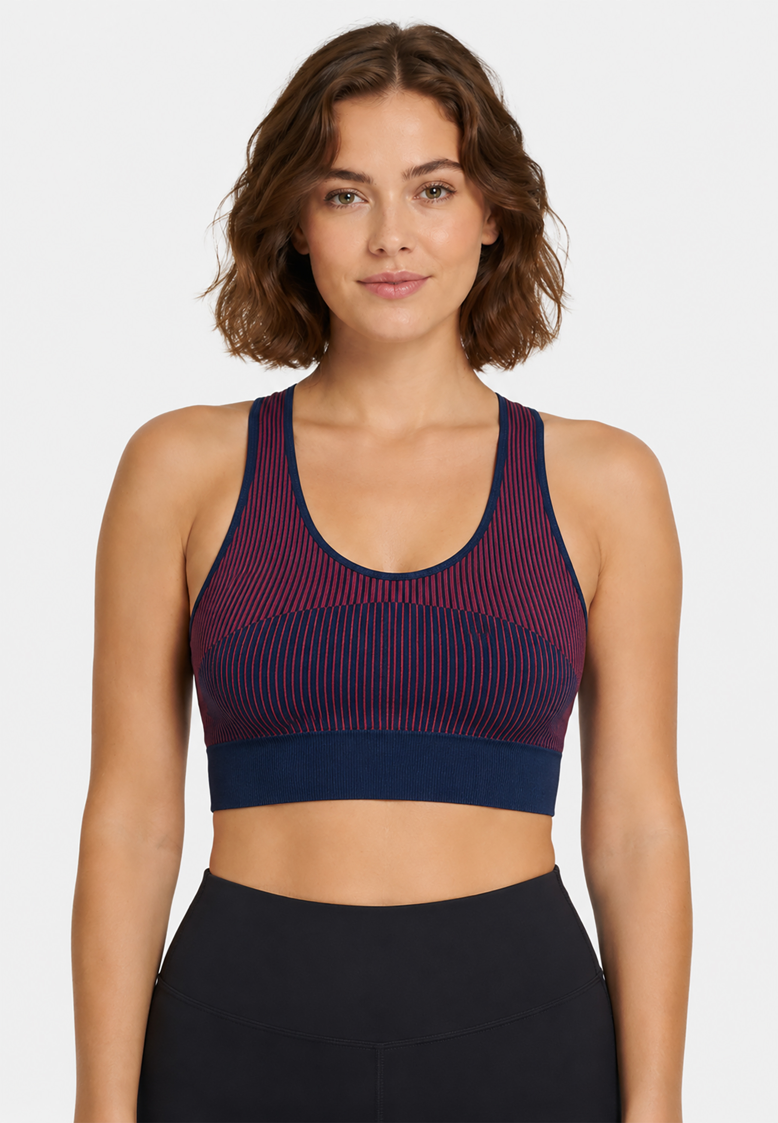 Bustier Top Rundhals Bügellos Streifenstruktur Training Bustier Top Rundhals Bügellos Streifenstruktur Training