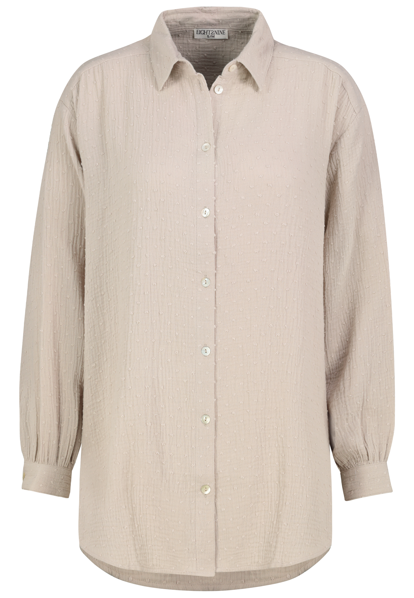 Langarm Bluse Rundhalsausschnitt Knopfleiste Einfarbig Langarm Bluse Rundhalsausschnitt Knopfleiste Einfarbig