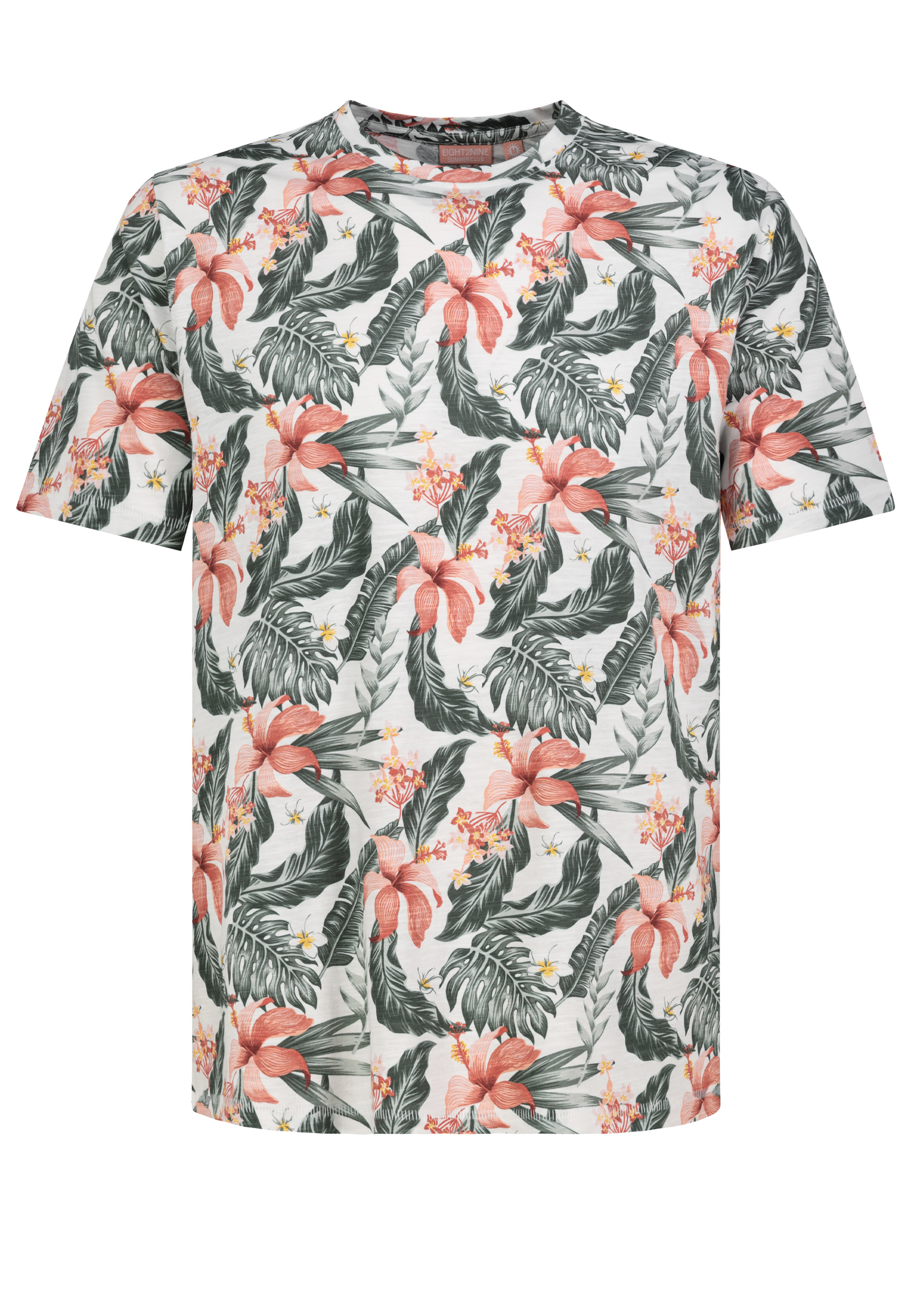 Kurzarmshirt Rundhalsausschnitt Floralem Print Basic Kurzarmshirt Rundhalsausschnitt Floralem Print Basic