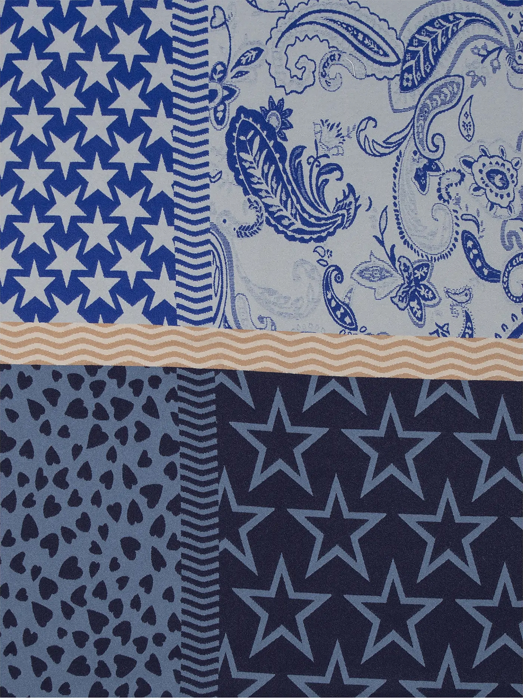 Gemusterter Schal Patchwork Sterne Paisley Fransen Gemusterter Schal Patchwork Sterne Paisley Fransen
