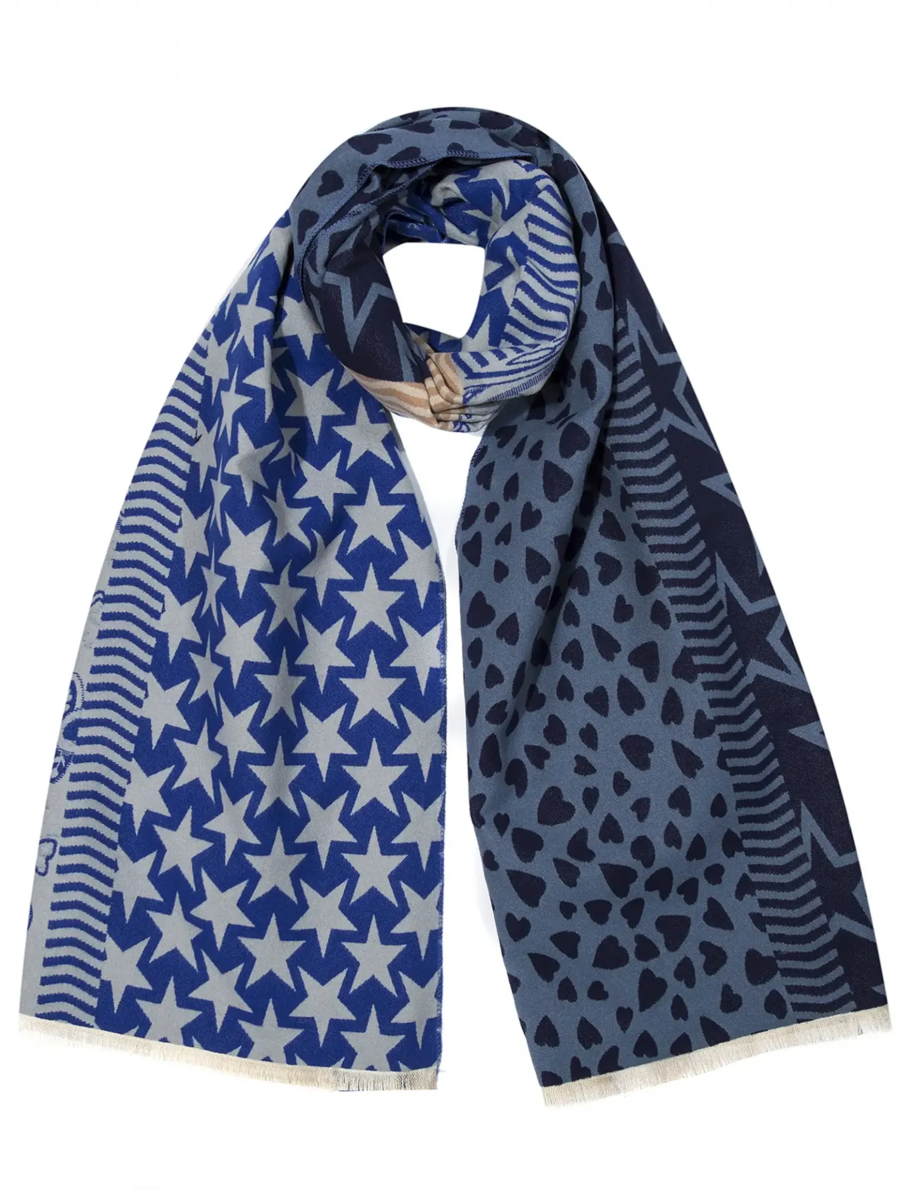 Gemusterter Schal Patchwork Sterne Paisley Fransen Gemusterter Schal Patchwork Sterne Paisley Fransen