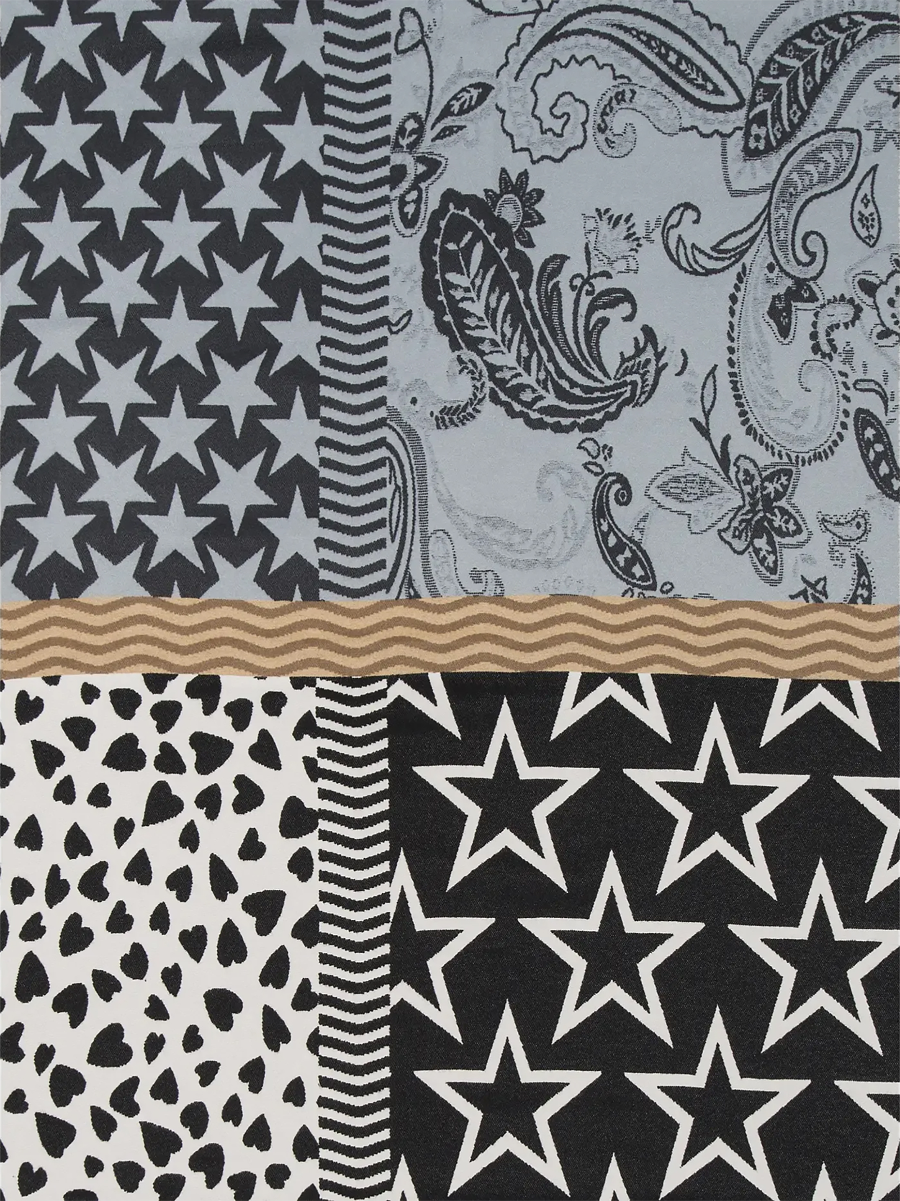 Gemusterter Schal Patchwork Sterne Paisley Fransen Gemusterter Schal Patchwork Sterne Paisley Fransen
