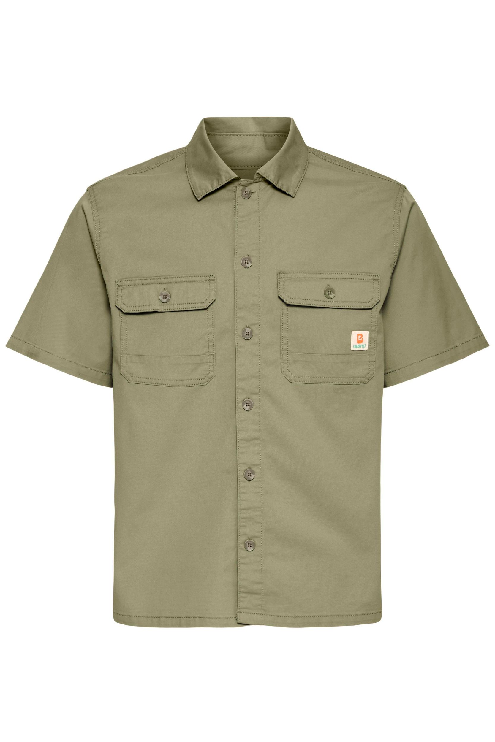 20720821-180515_180515.jpg Stylisches Kurzarmshirt Kentkragen Knopfleiste Rundhals