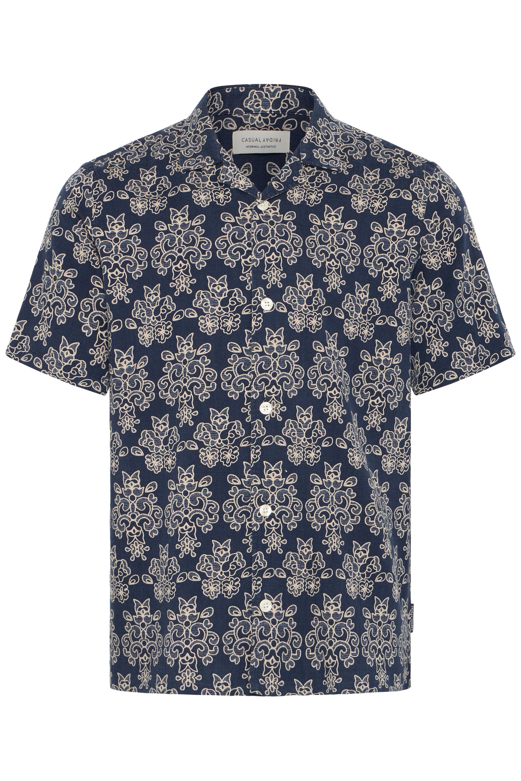 20506157_193923_100.jpg Bequemes Kurzarmshirt Knopfleiste Ornamentmuster Modisch