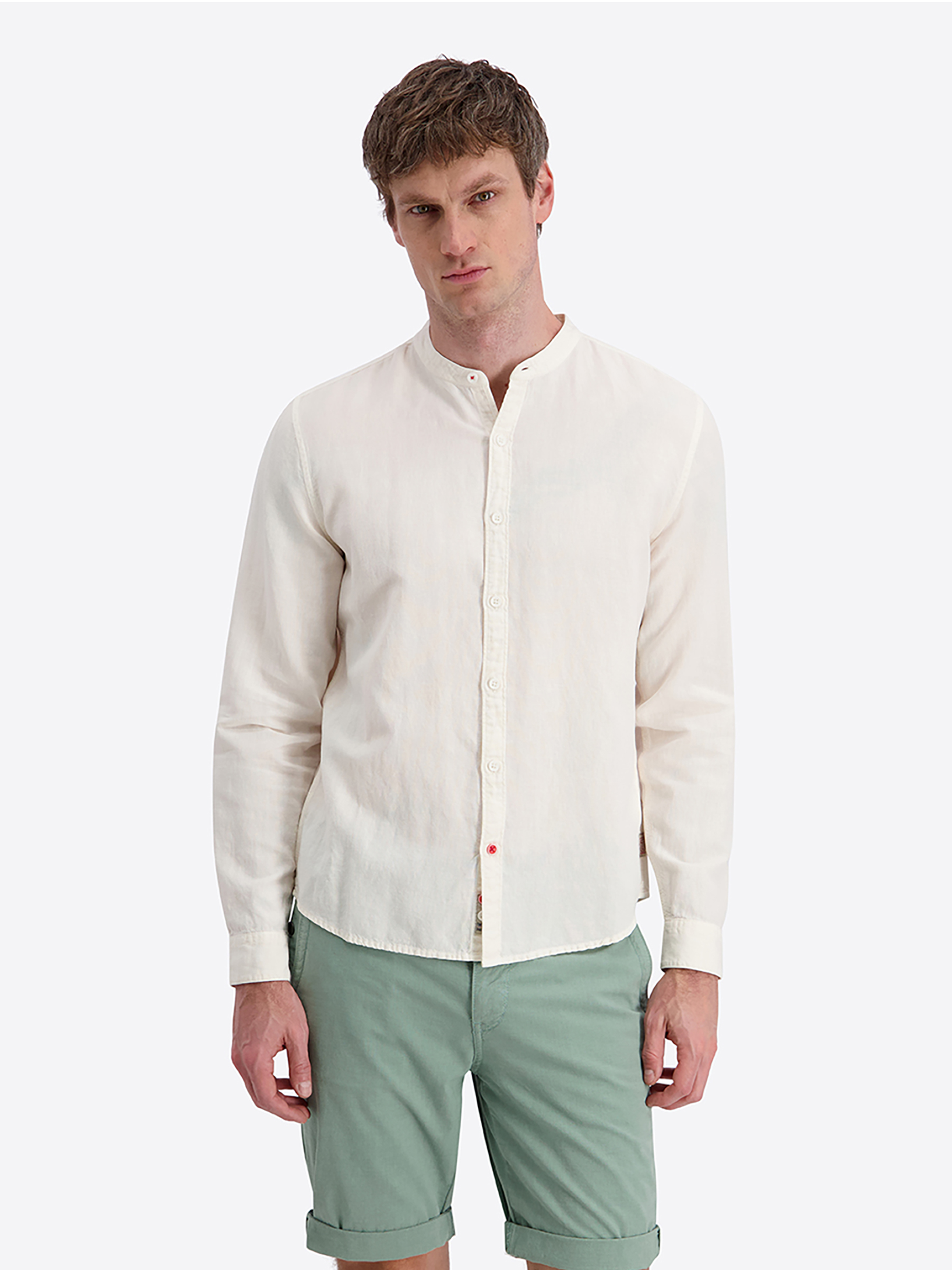 Einfarbiges Langarmhemd Stehkragenhemd Knopfleiste Einfarbiges Langarmhemd Stehkragenhemd Knopfleiste