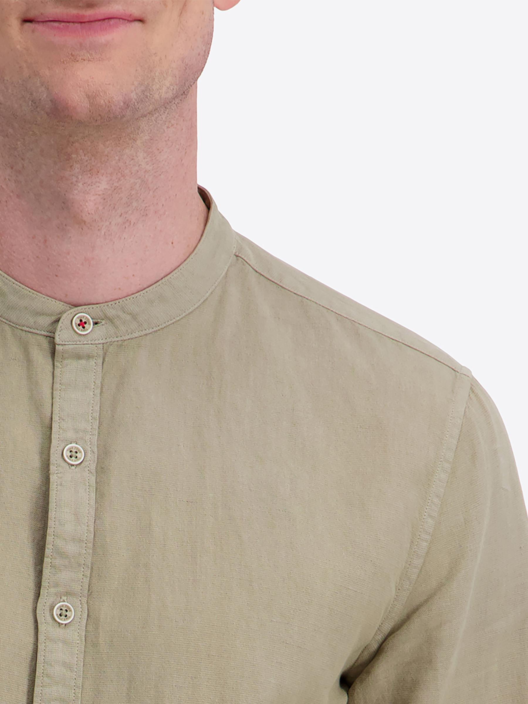 Einfarbiges Langarmhemd Stehkragenhemd Knopfleiste Einfarbiges Langarmhemd Stehkragenhemd Knopfleiste