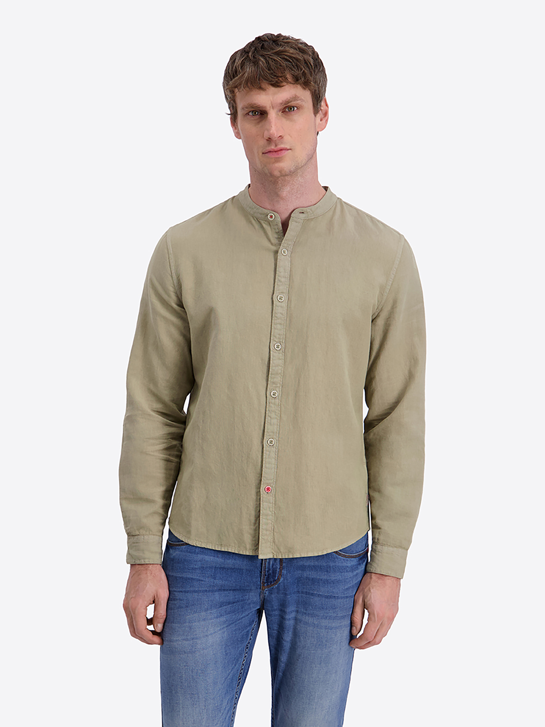 Einfarbiges Langarmhemd Stehkragenhemd Knopfleiste Einfarbiges Langarmhemd Stehkragenhemd Knopfleiste