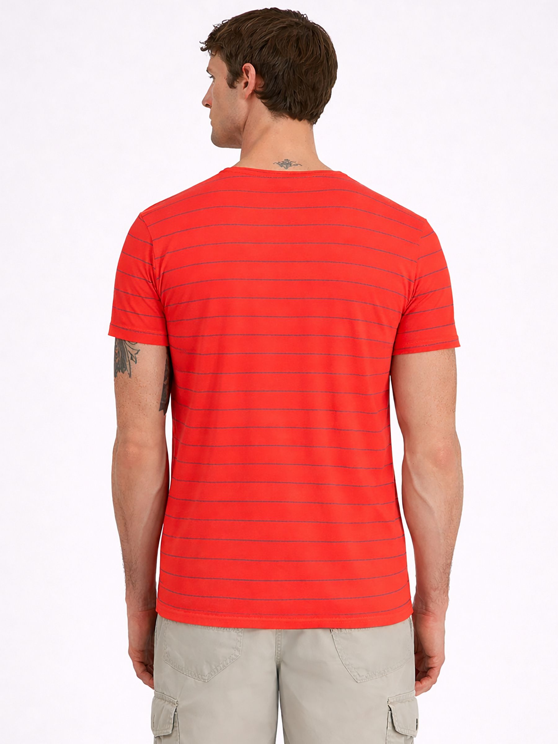 Gestreiftes Kurzarmshirt Rundhalsausschnitt Basic Stil Gestreiftes Kurzarmshirt Rundhalsausschnitt Basic Stil