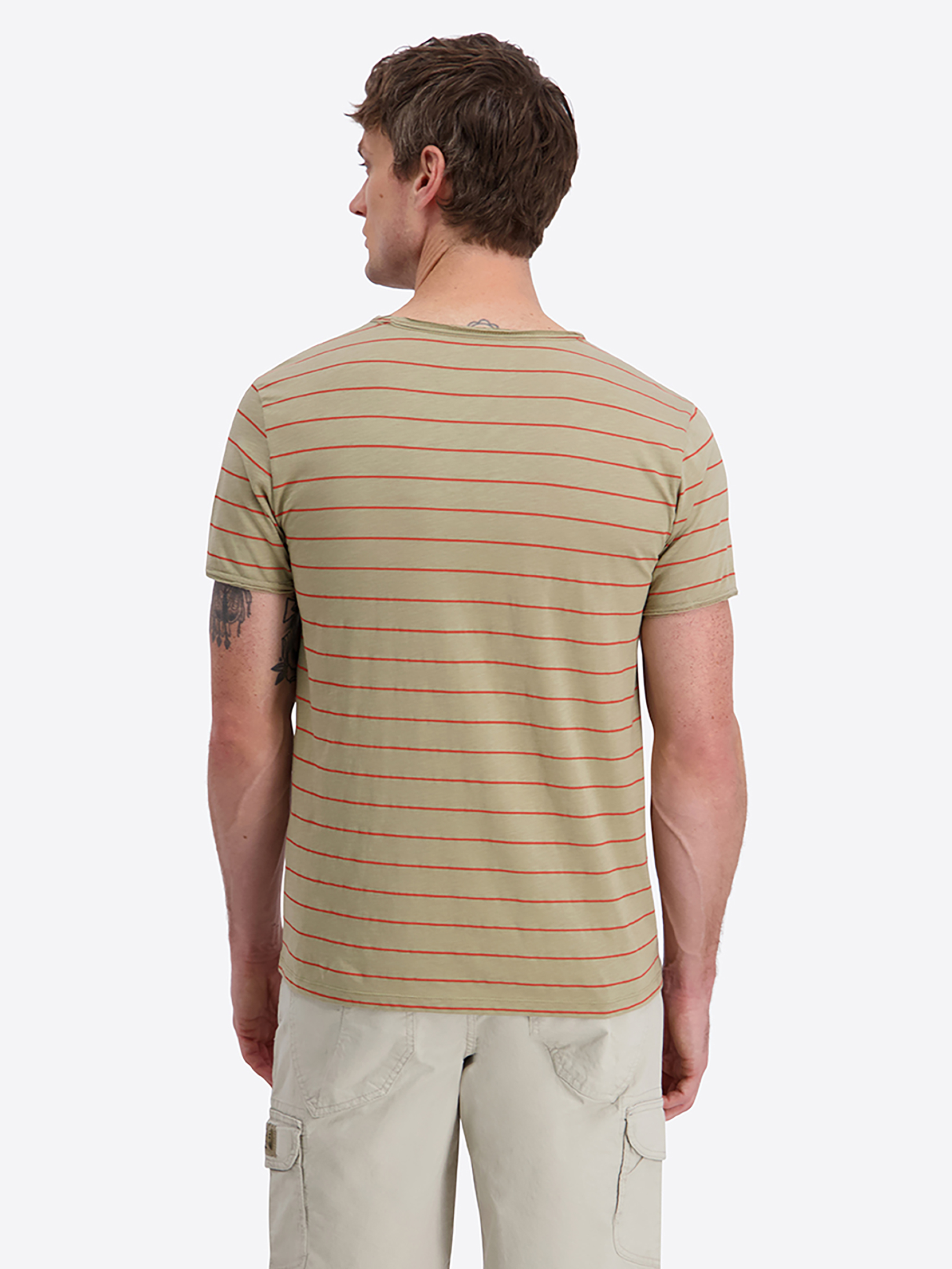 Gestreiftes Kurzarmshirt Rundhalsausschnitt Basic Stil Gestreiftes Kurzarmshirt Rundhalsausschnitt Basic Stil