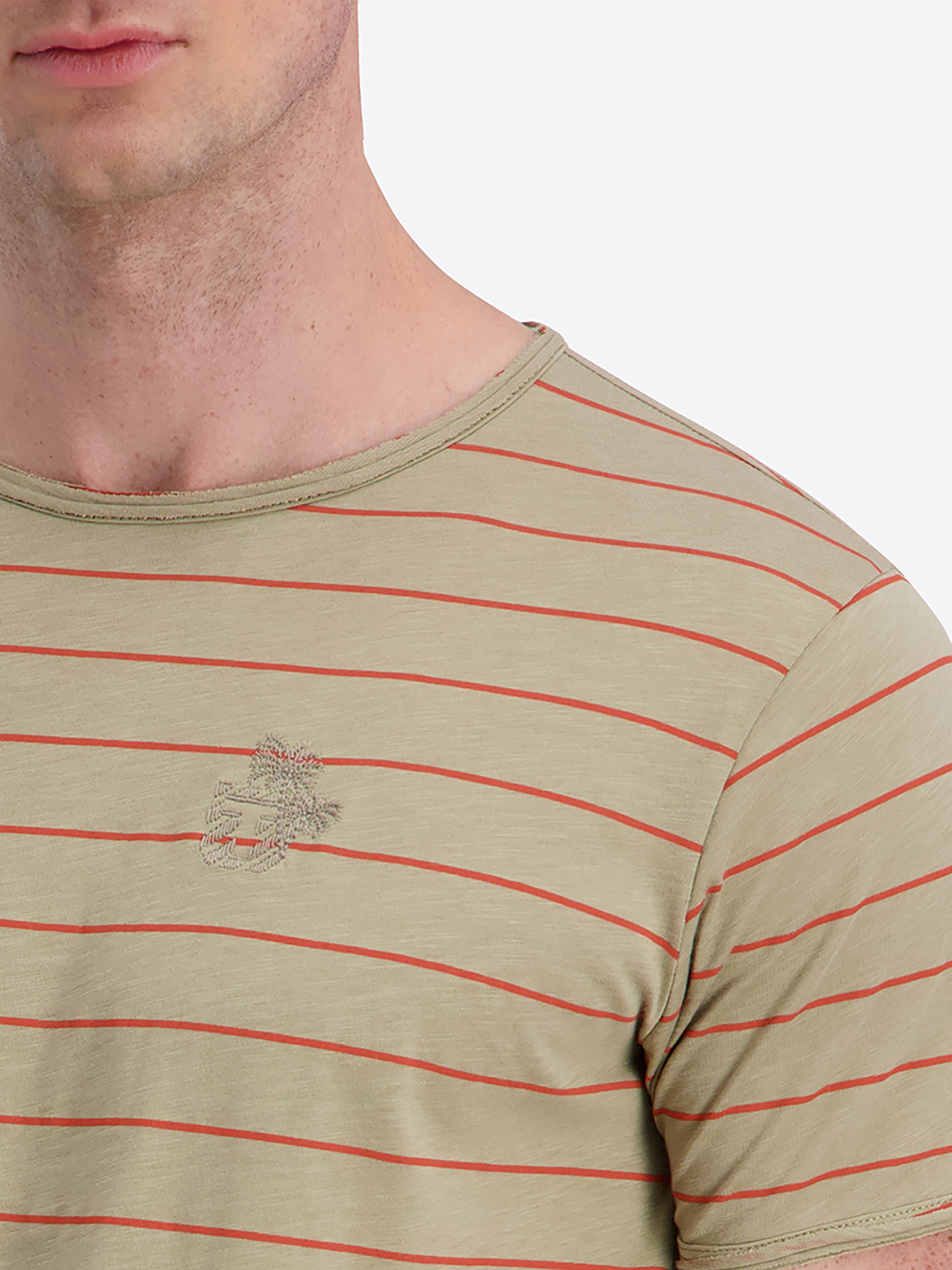 Gestreiftes Kurzarmshirt Rundhalsausschnitt Basic Stil Gestreiftes Kurzarmshirt Rundhalsausschnitt Basic Stil