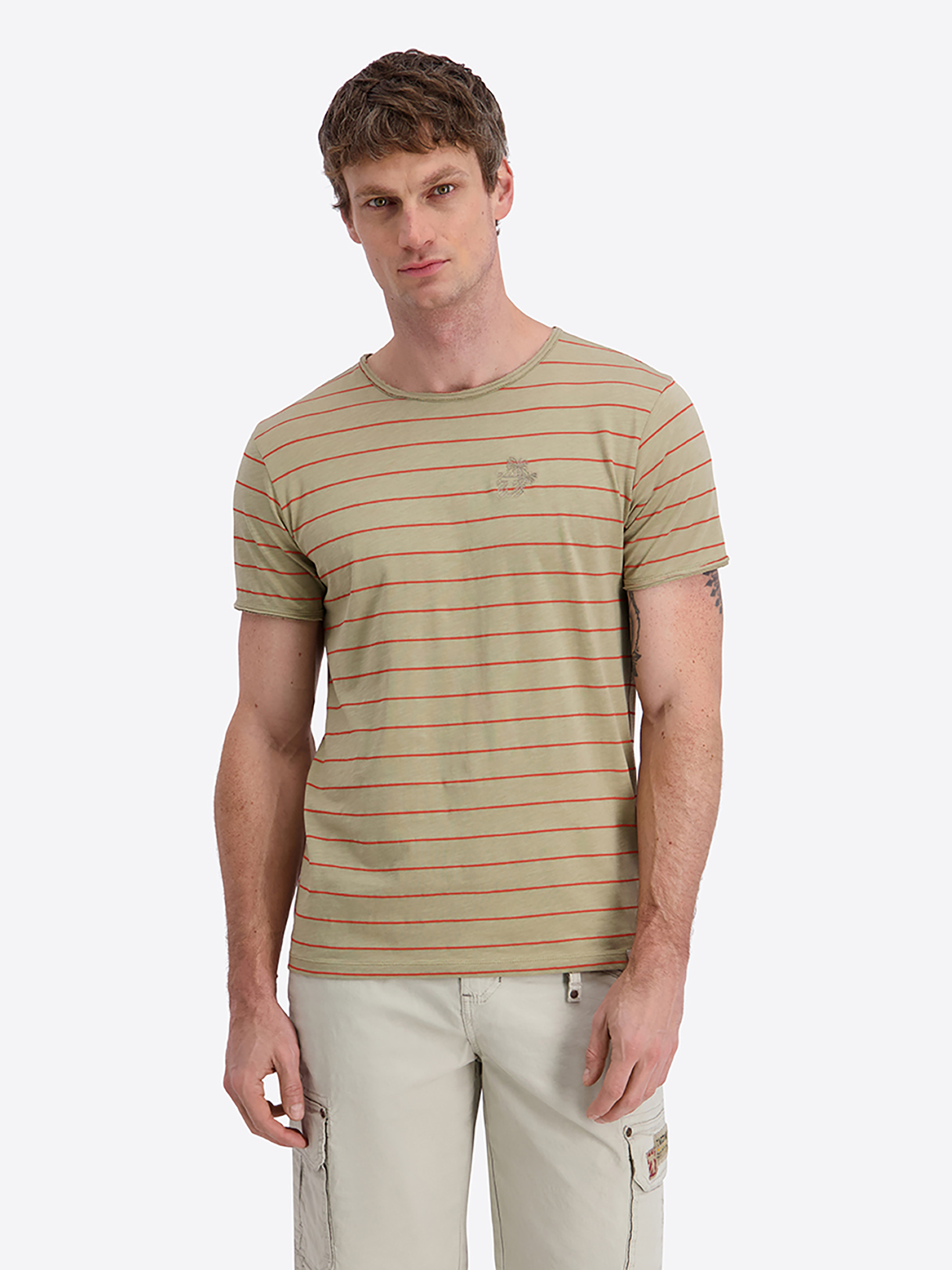 Gestreiftes Kurzarmshirt Rundhalsausschnitt Basic Stil Gestreiftes Kurzarmshirt Rundhalsausschnitt Basic Stil